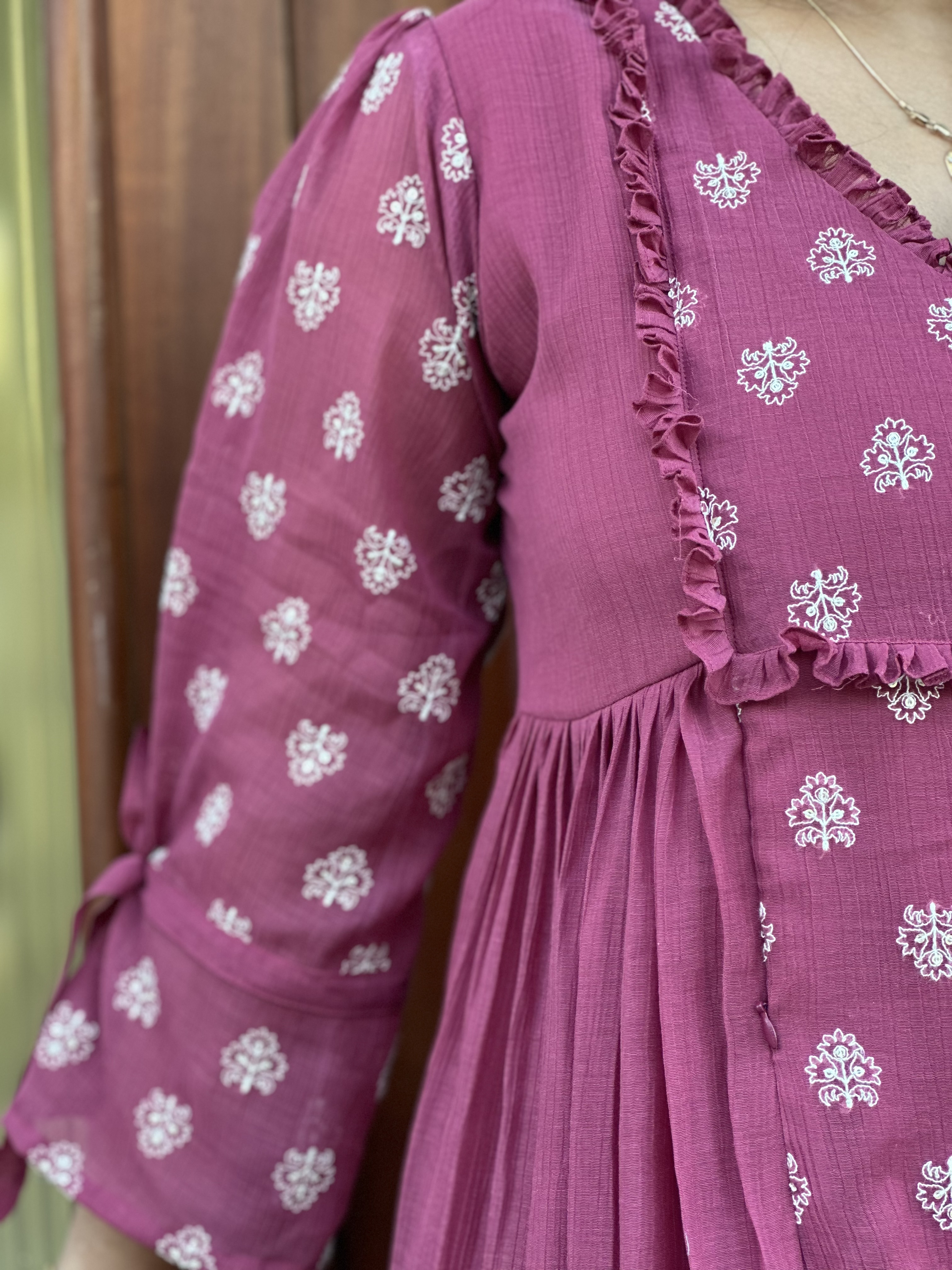 Purple Crushed Chanderi feeding dress