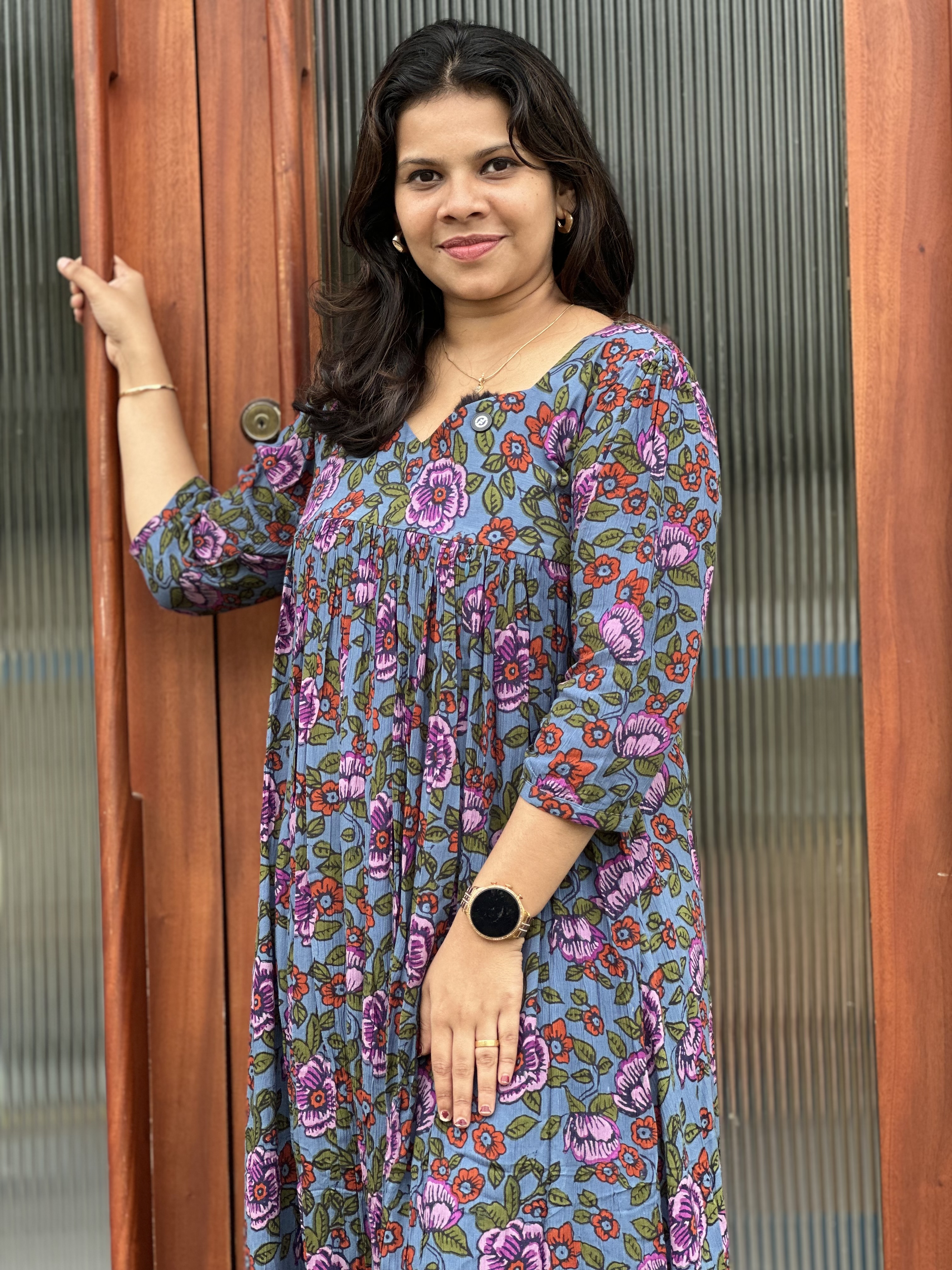Floral Print Long feeding Dress