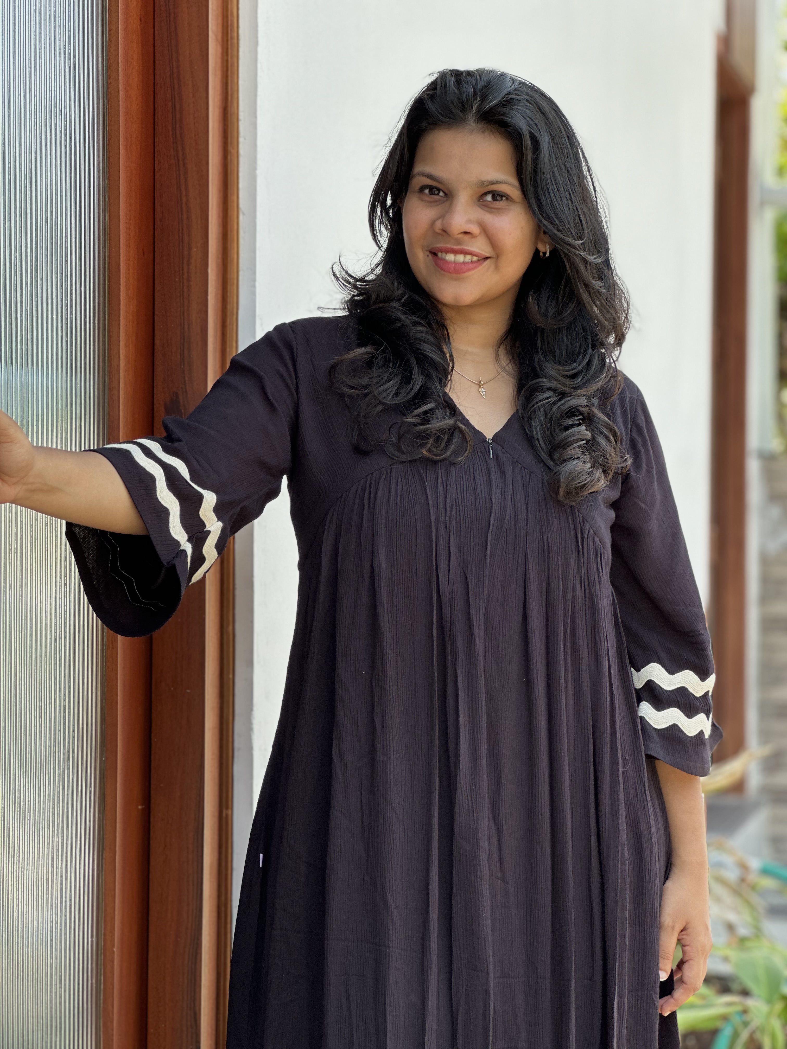 Black Flared feeding Maxi Dress