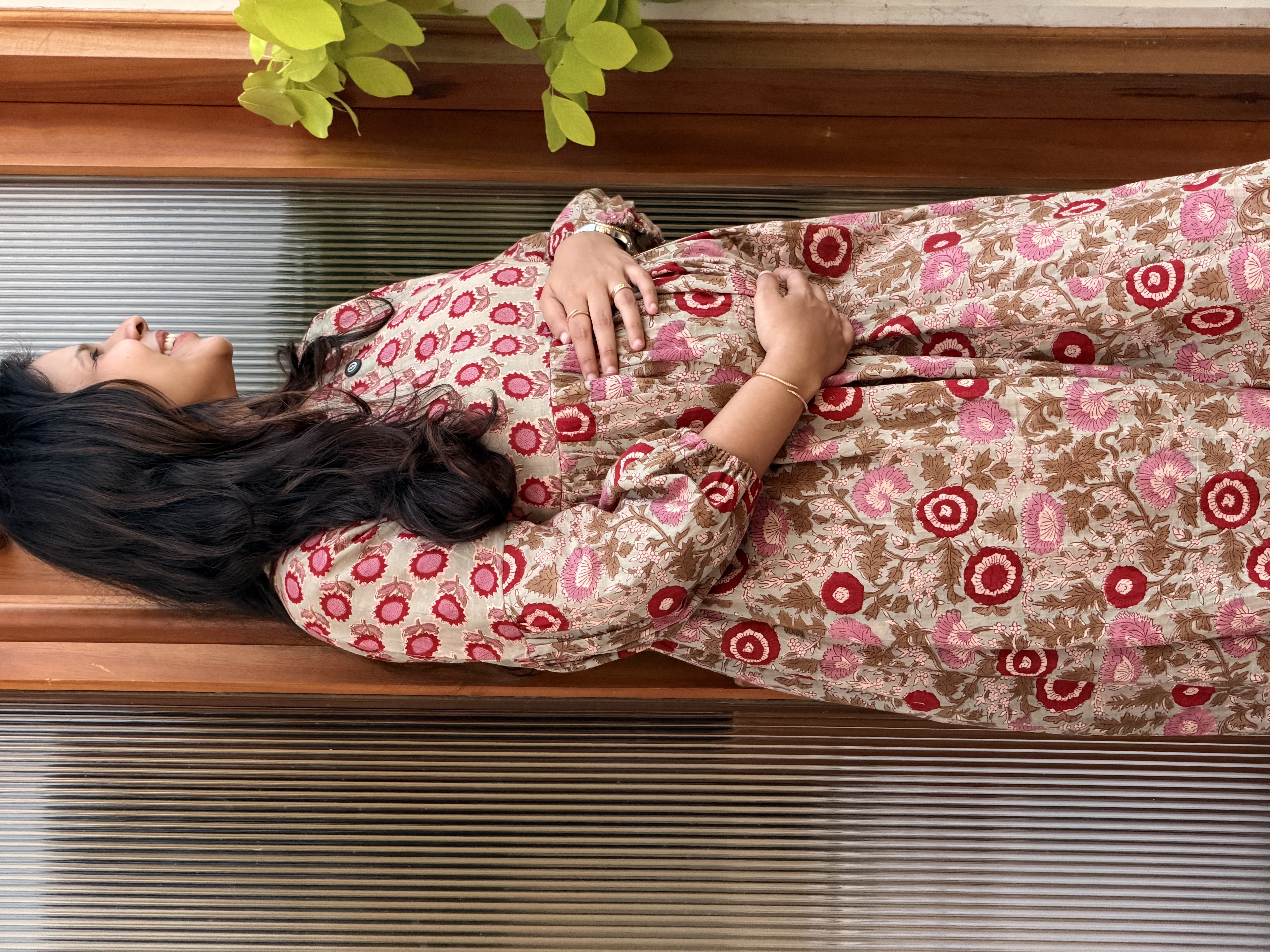 Floral mixed handblock Printed feeding dress