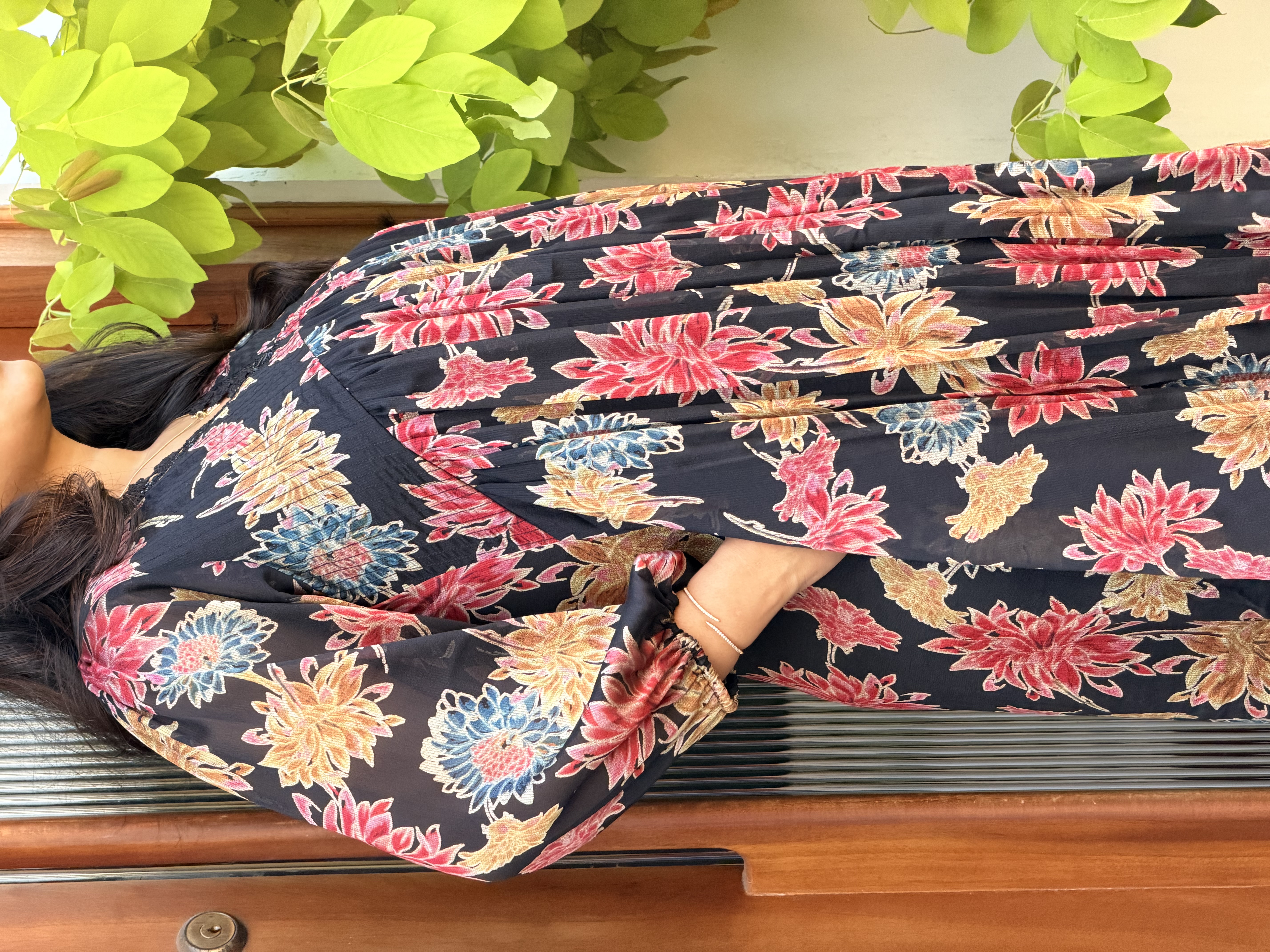 Floral Printed Chiffon Maxi Dress