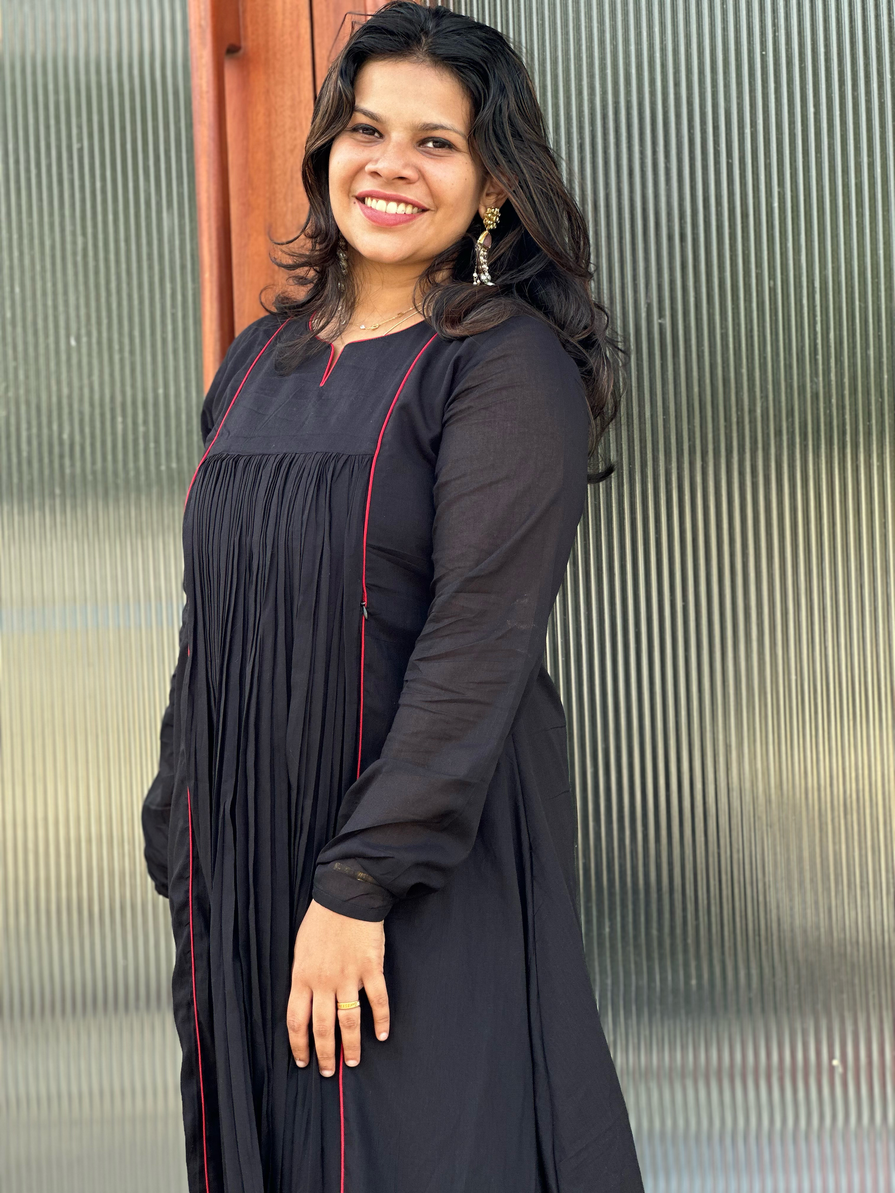 Elegant Black Pleated Dress