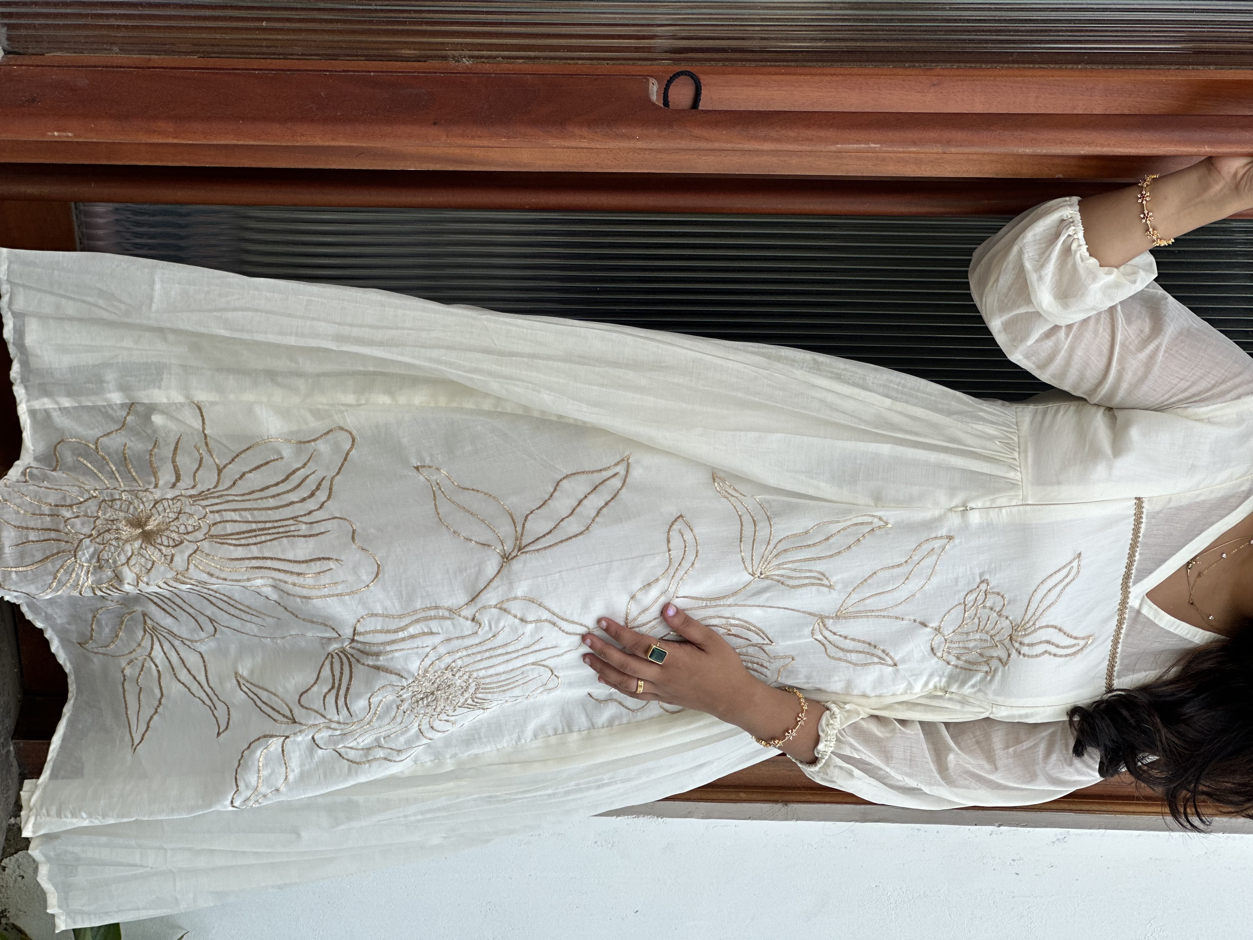 Embroidered White flower feeding dress Dress
