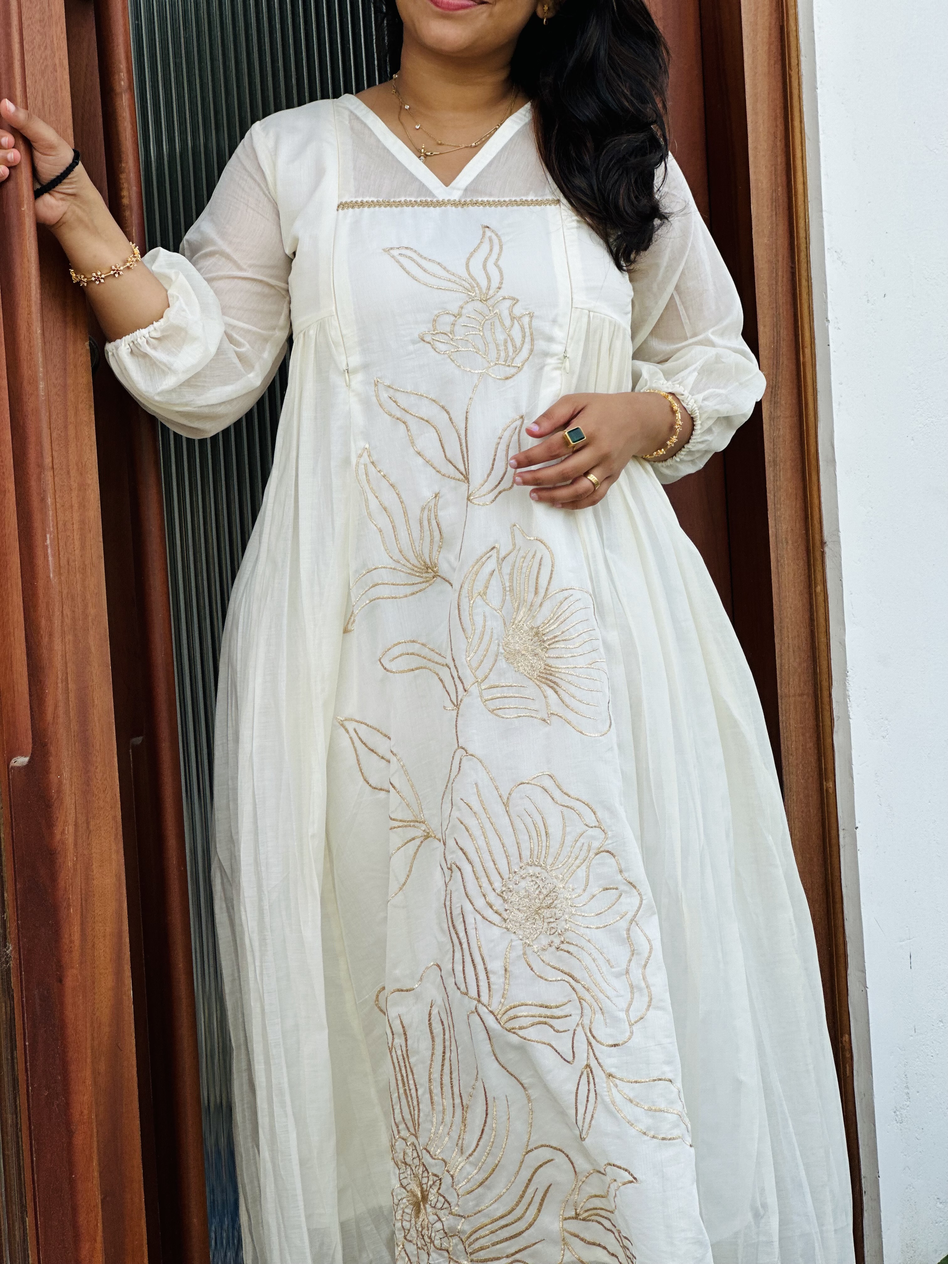 Embroidered White flower feeding dress Dress