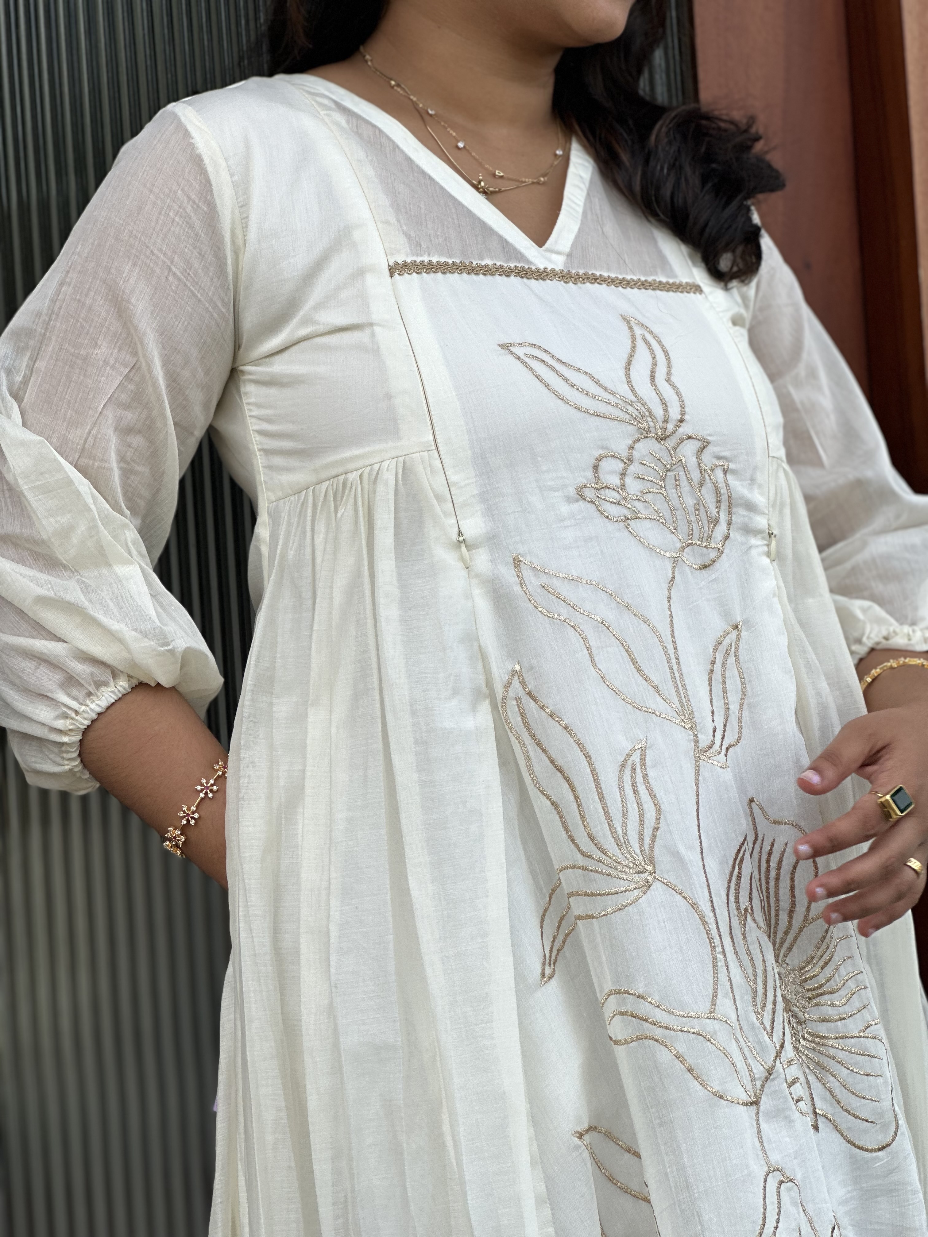 Embroidered White flower feeding dress Dress