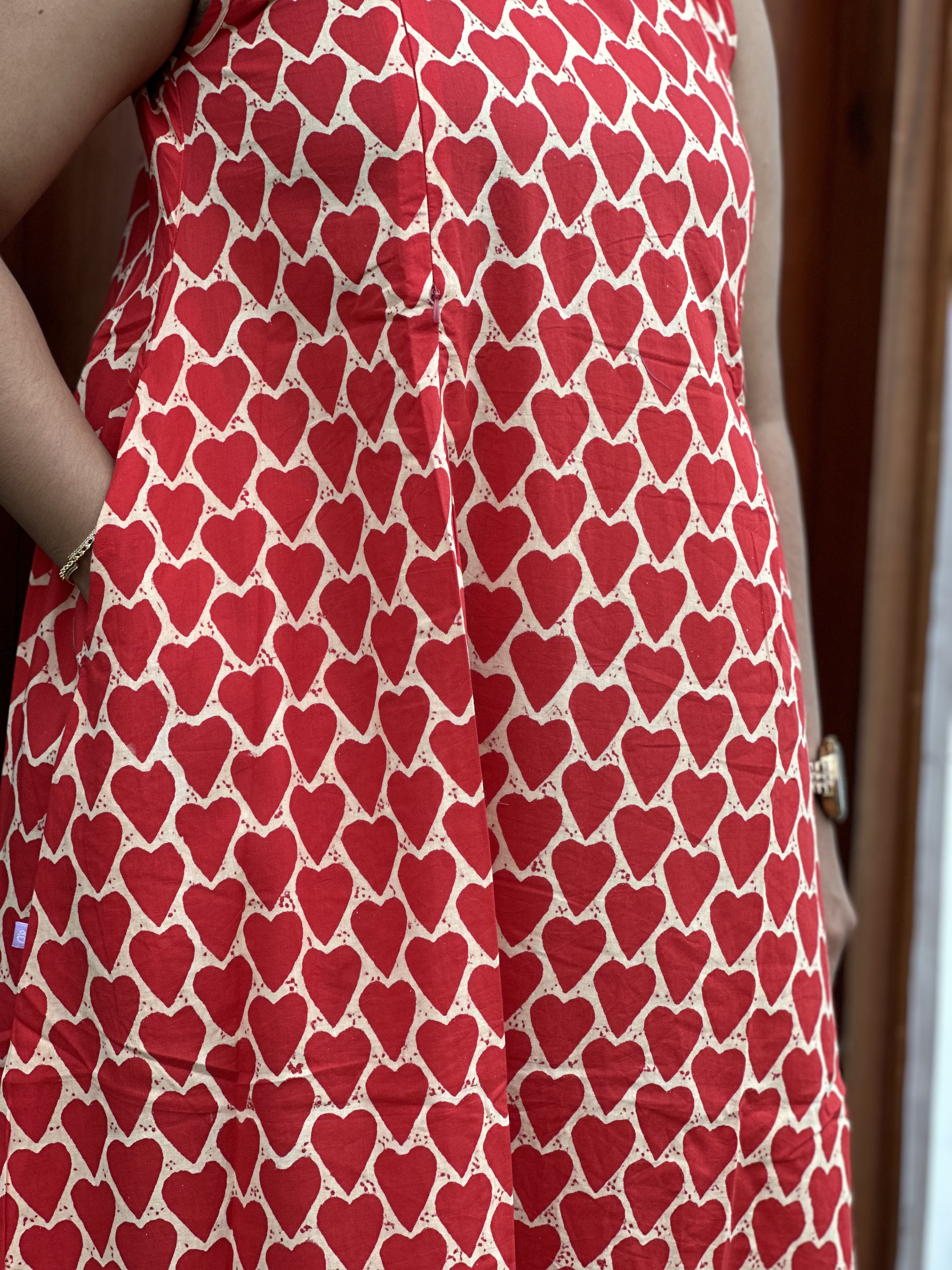 Red Heart Print Feeding Dress