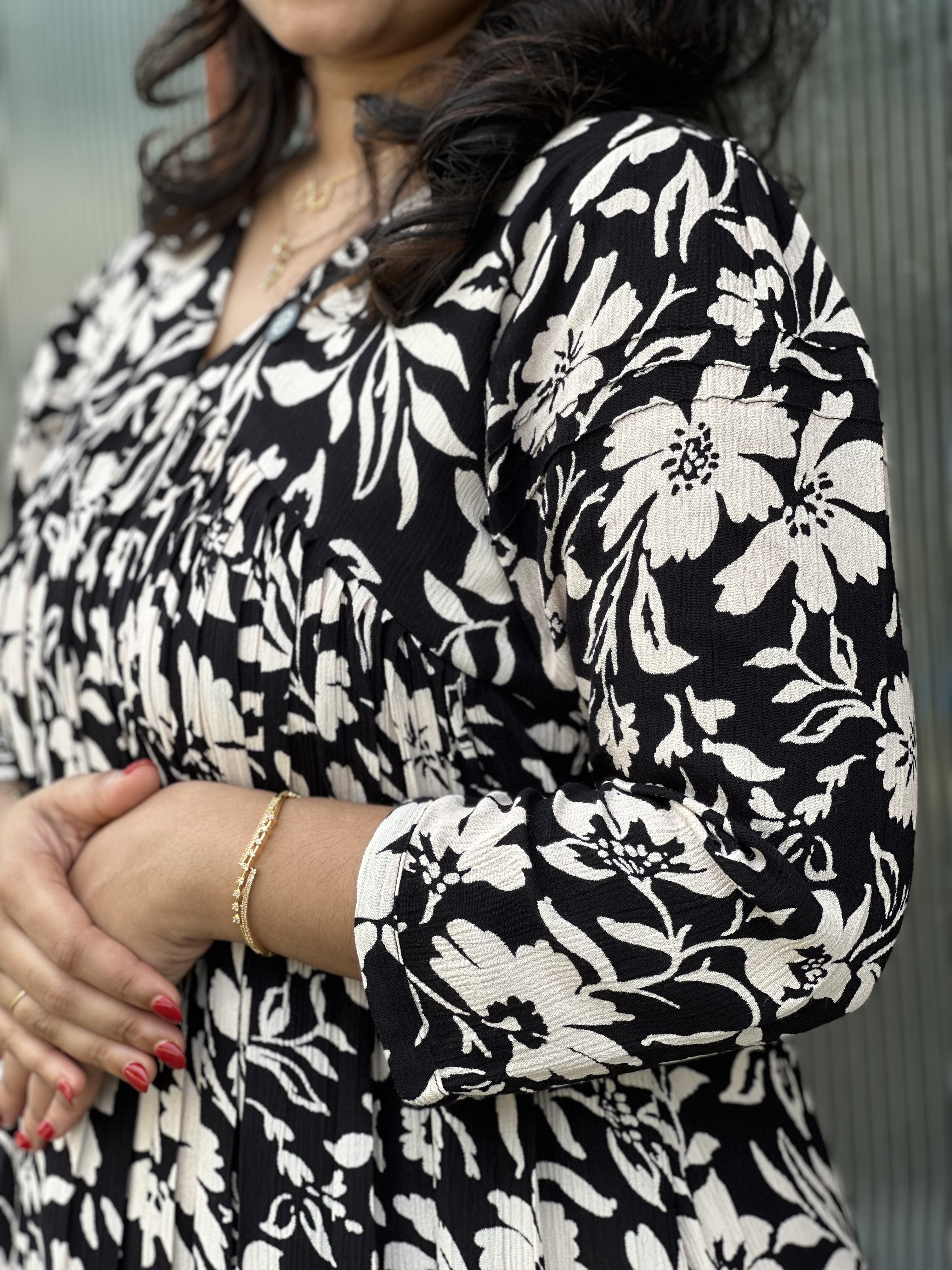 Black Floral Print feeding Dress