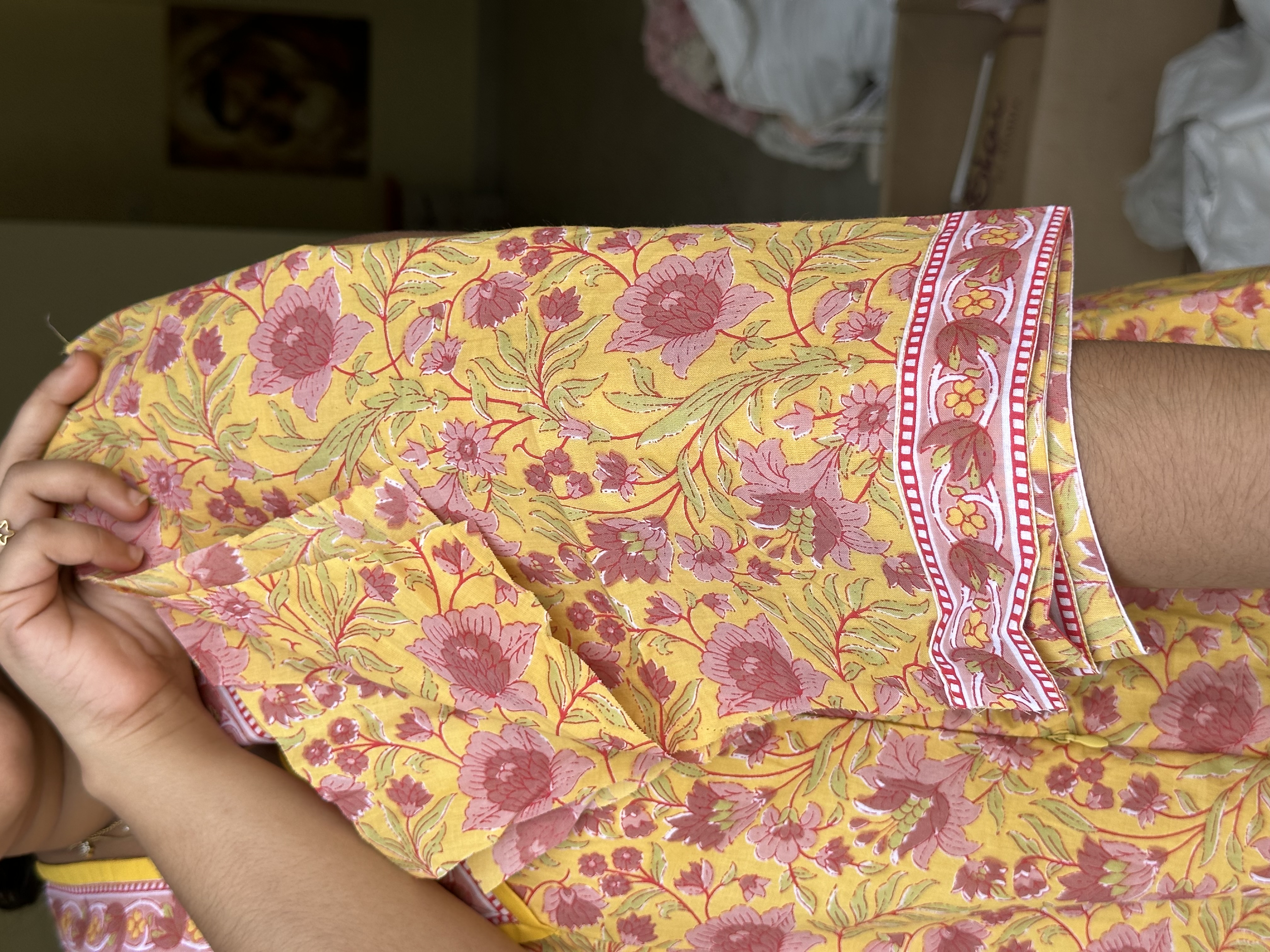 YELLOW PURE COTTON Floral Printed Kurti