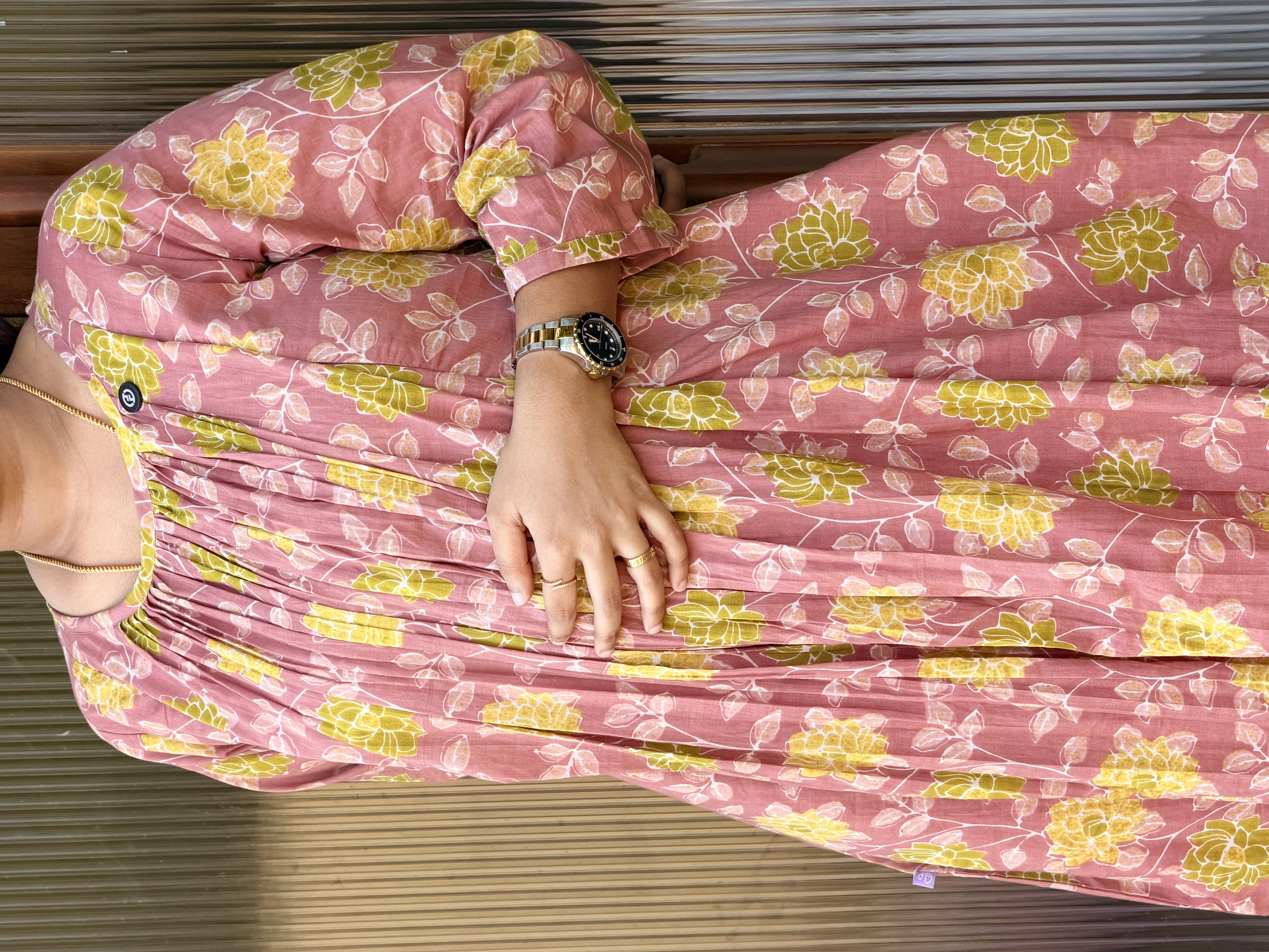 Soft mauve pink Floral Cotton feeding Kurti