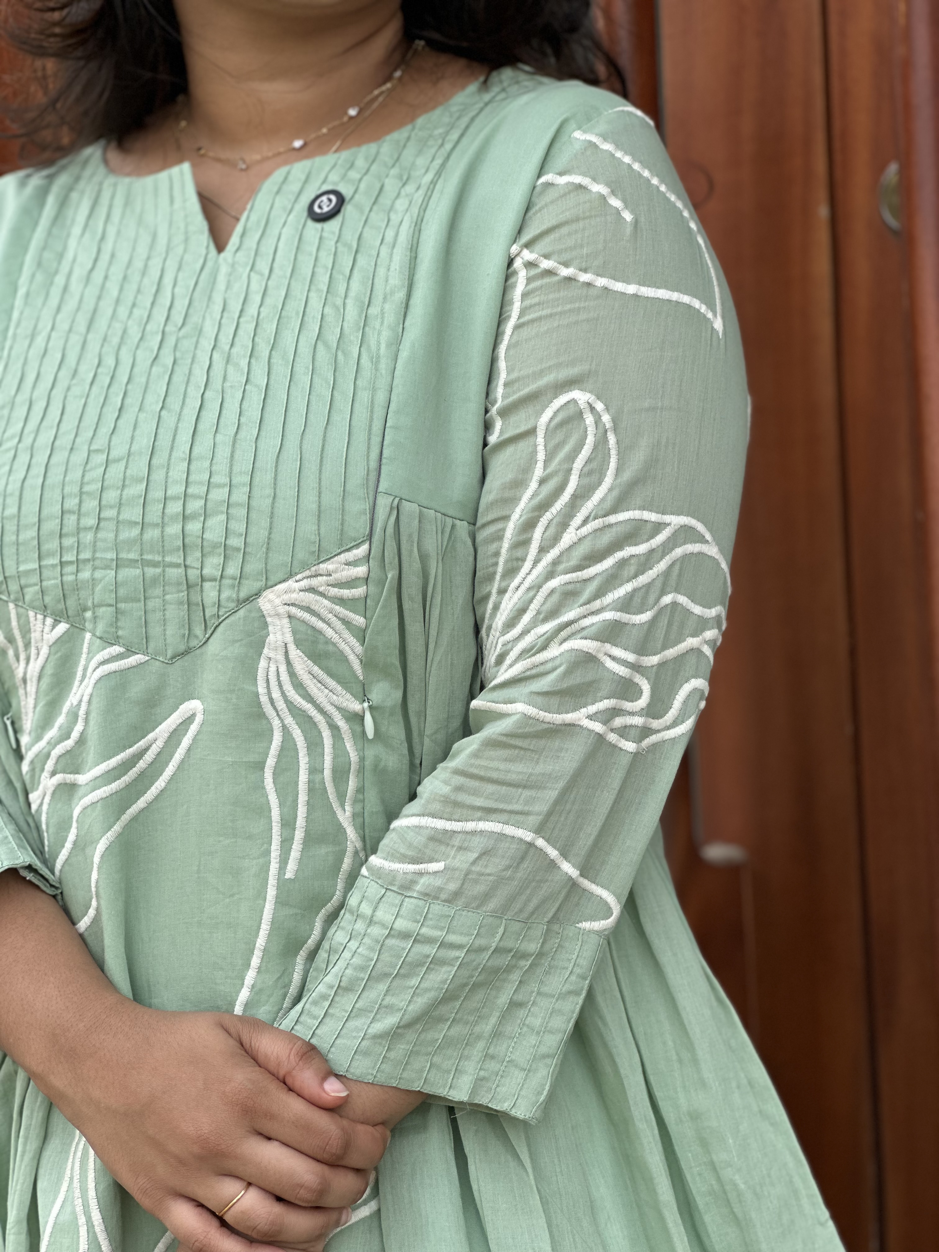 Light Green feeding Embroidered Kurta