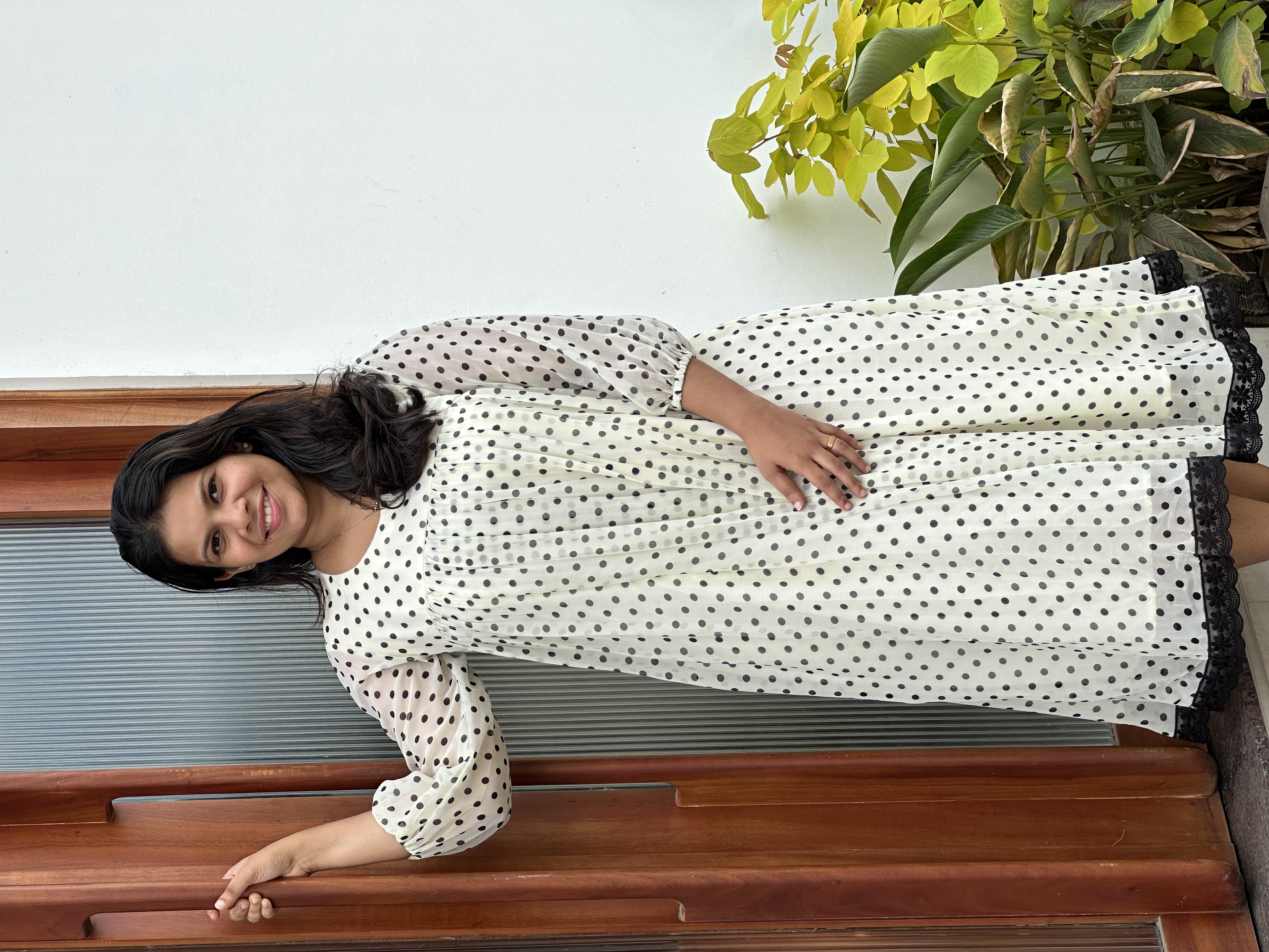 Polka Dot georgette feeding  dress 