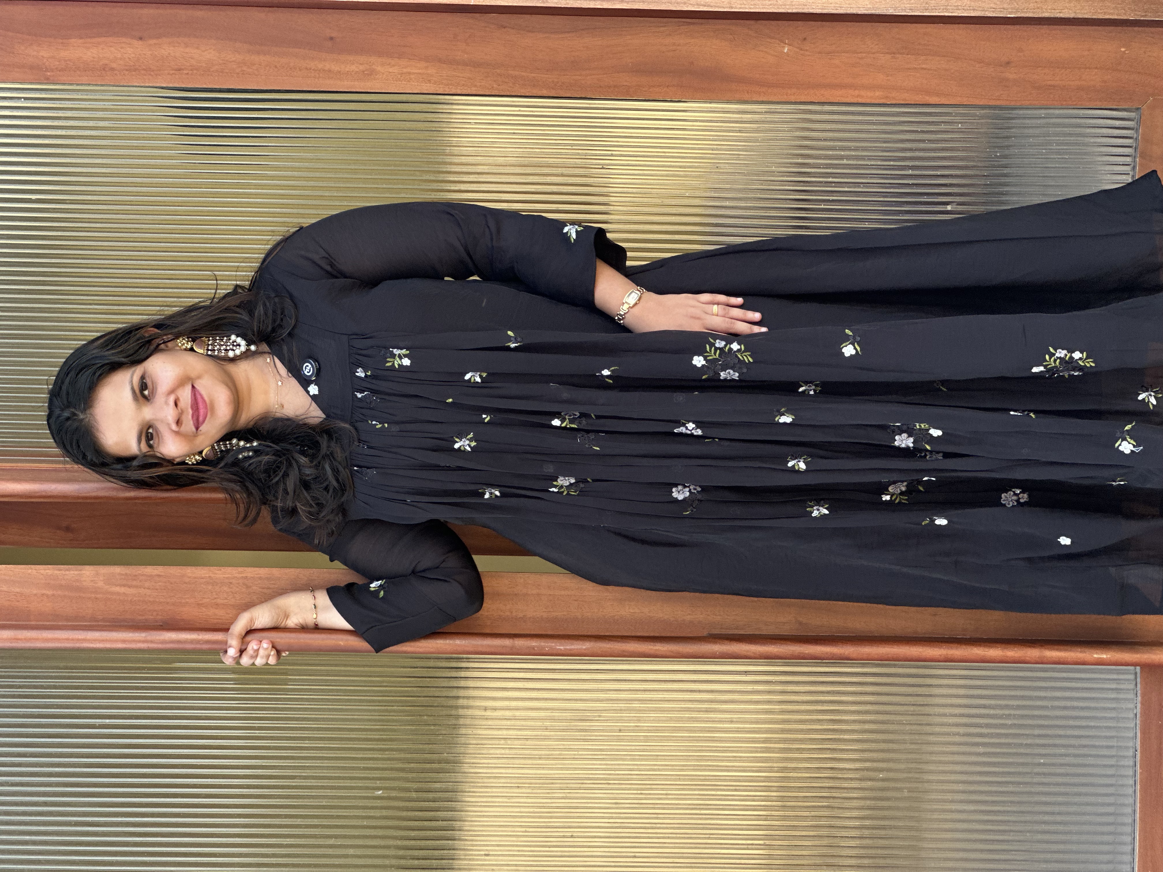 Black Floral Long Dress