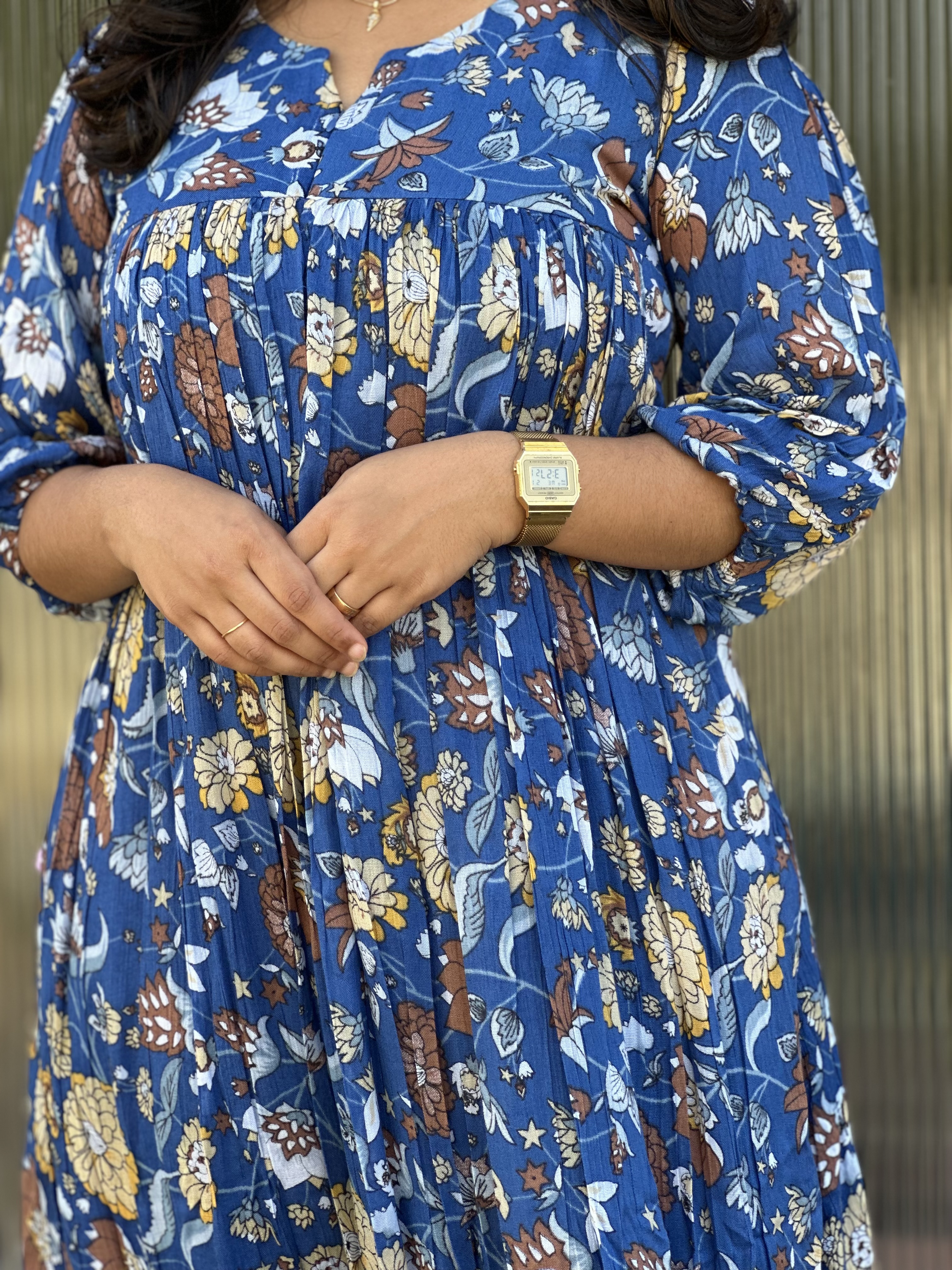 Floral Print Blue feeding Dress