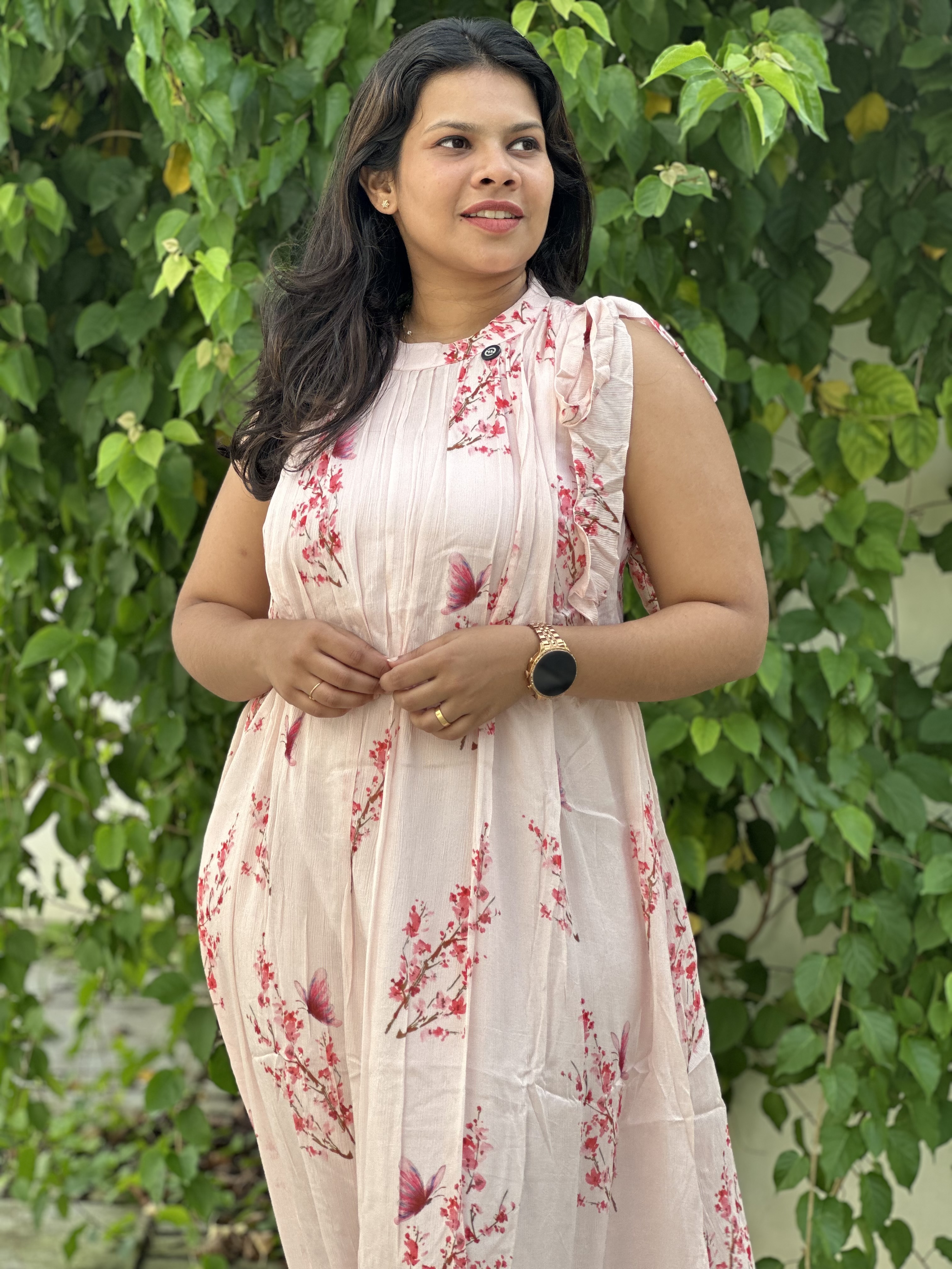 Floral Print feeding Sleeveless Dress