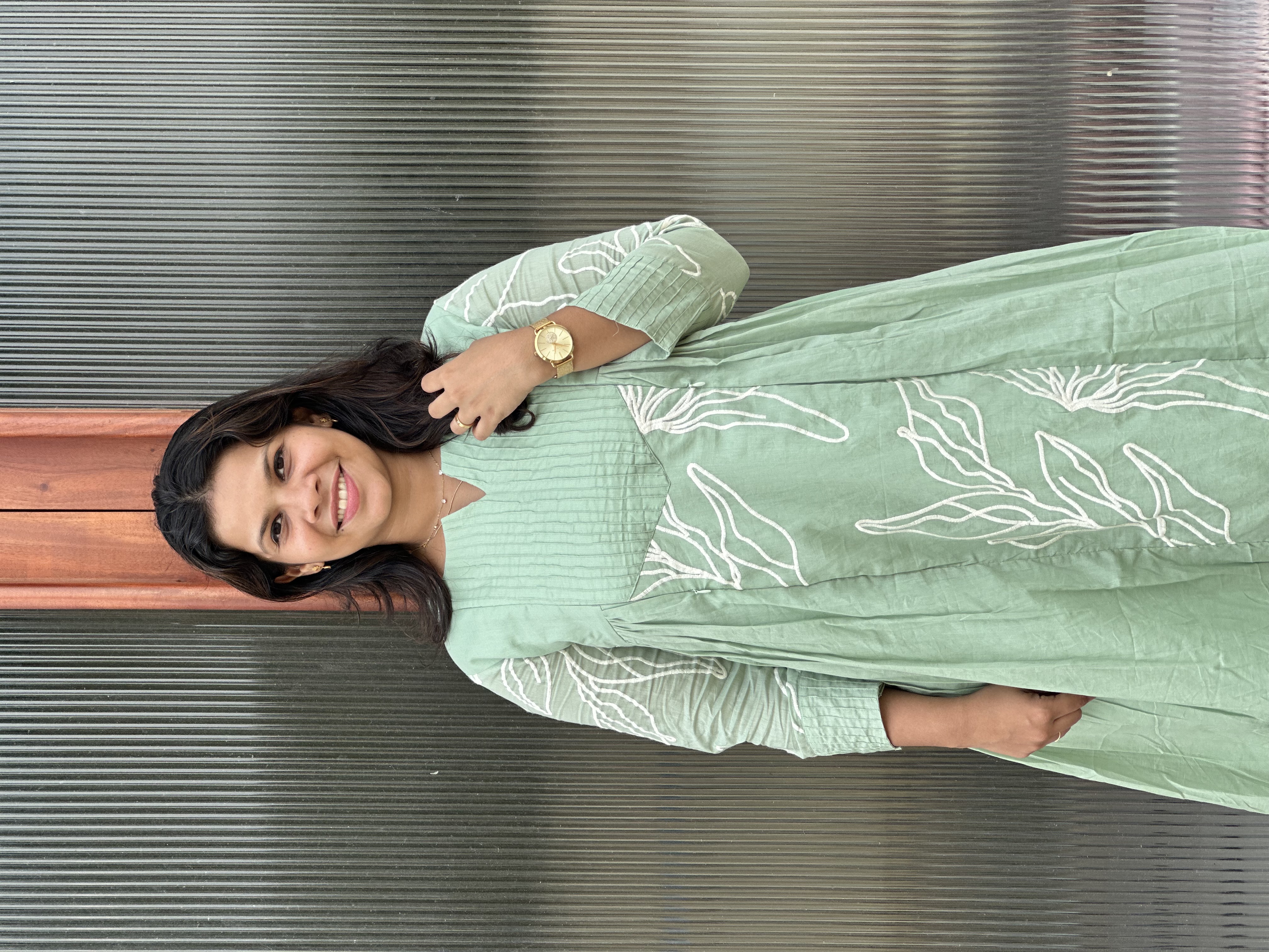 Light Green feeding Embroidered Kurta