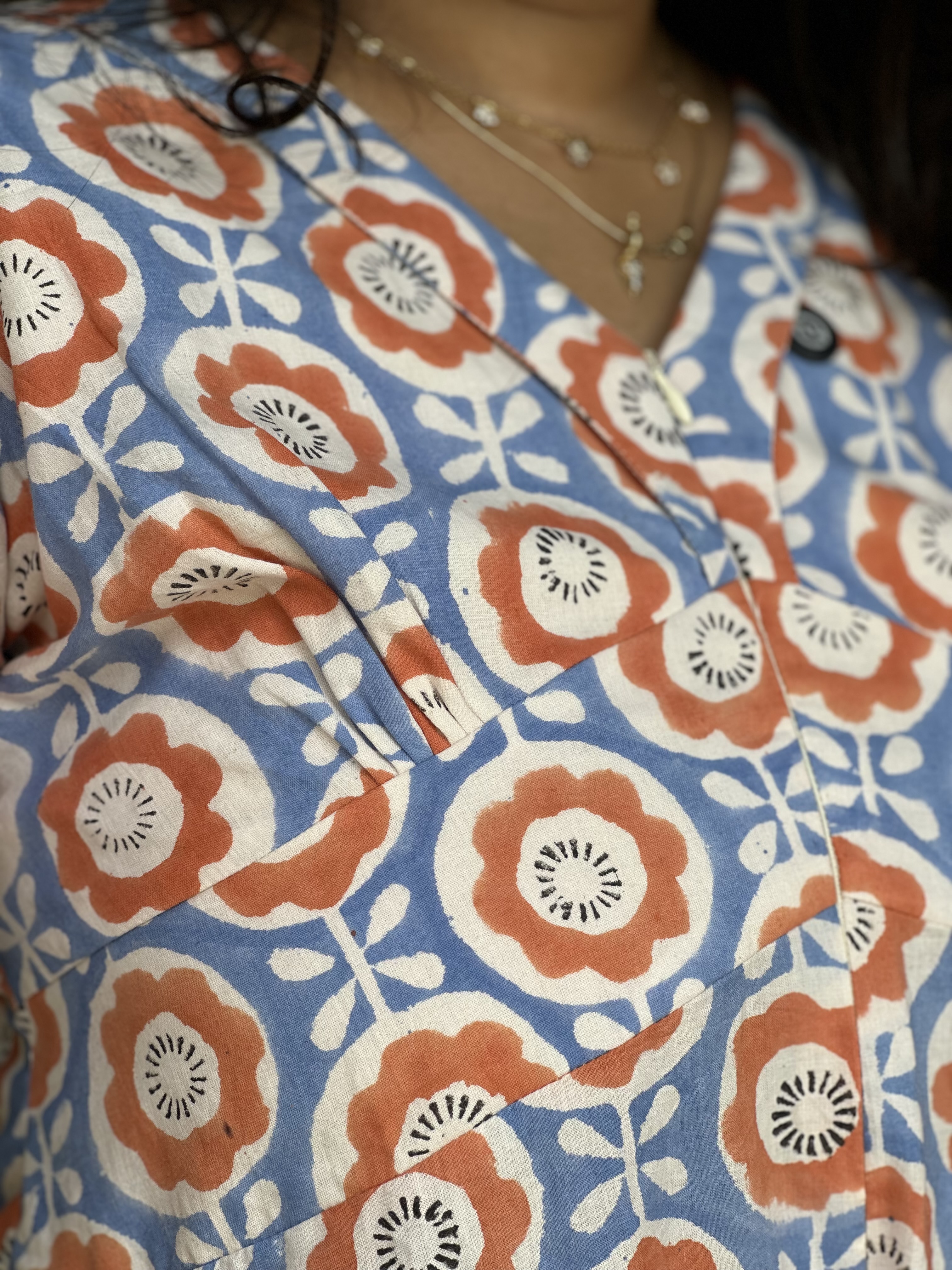 Hanblock orange floral  feeding dress