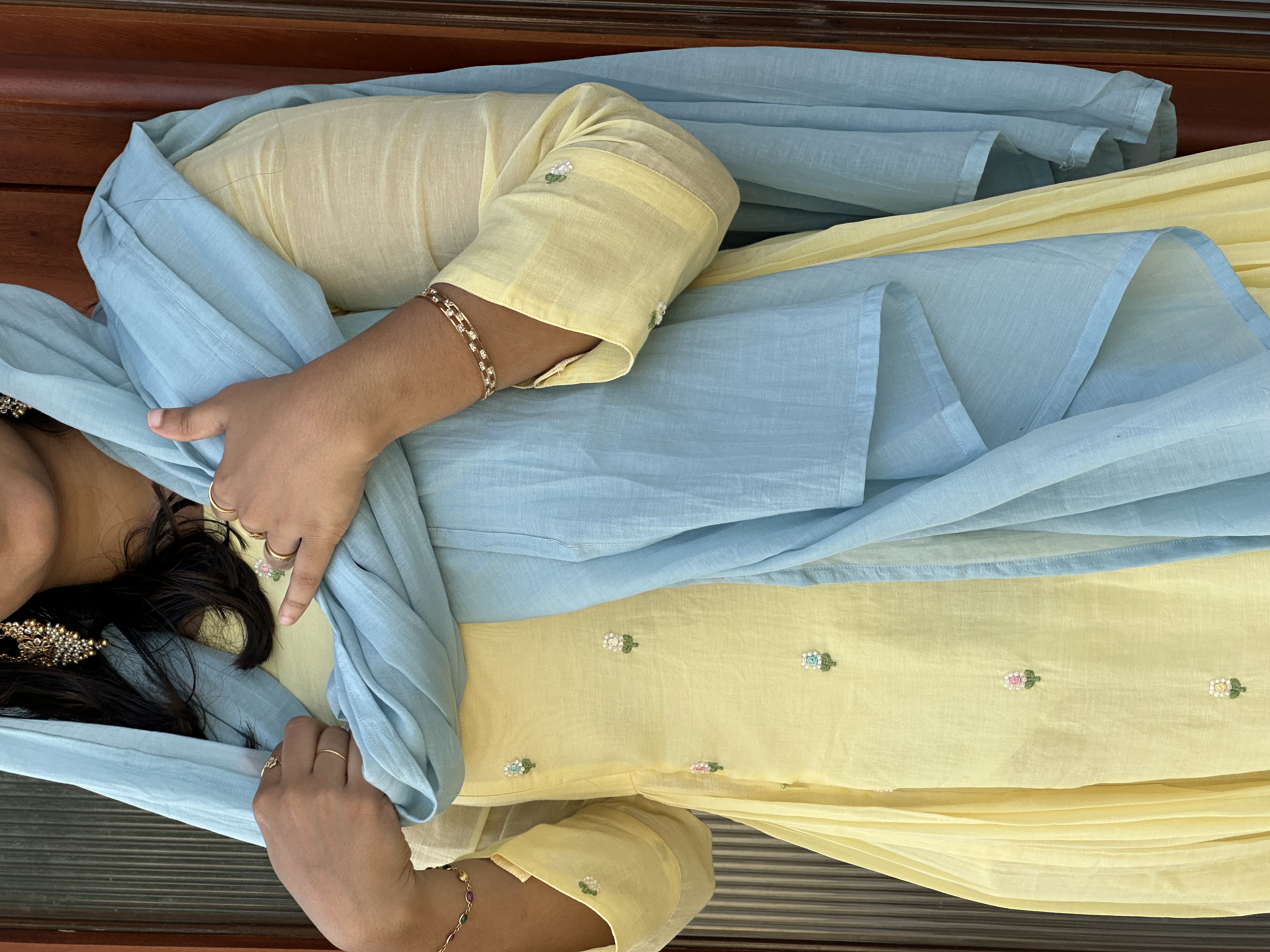Pastel Yellow and Blue chanderi elegance 