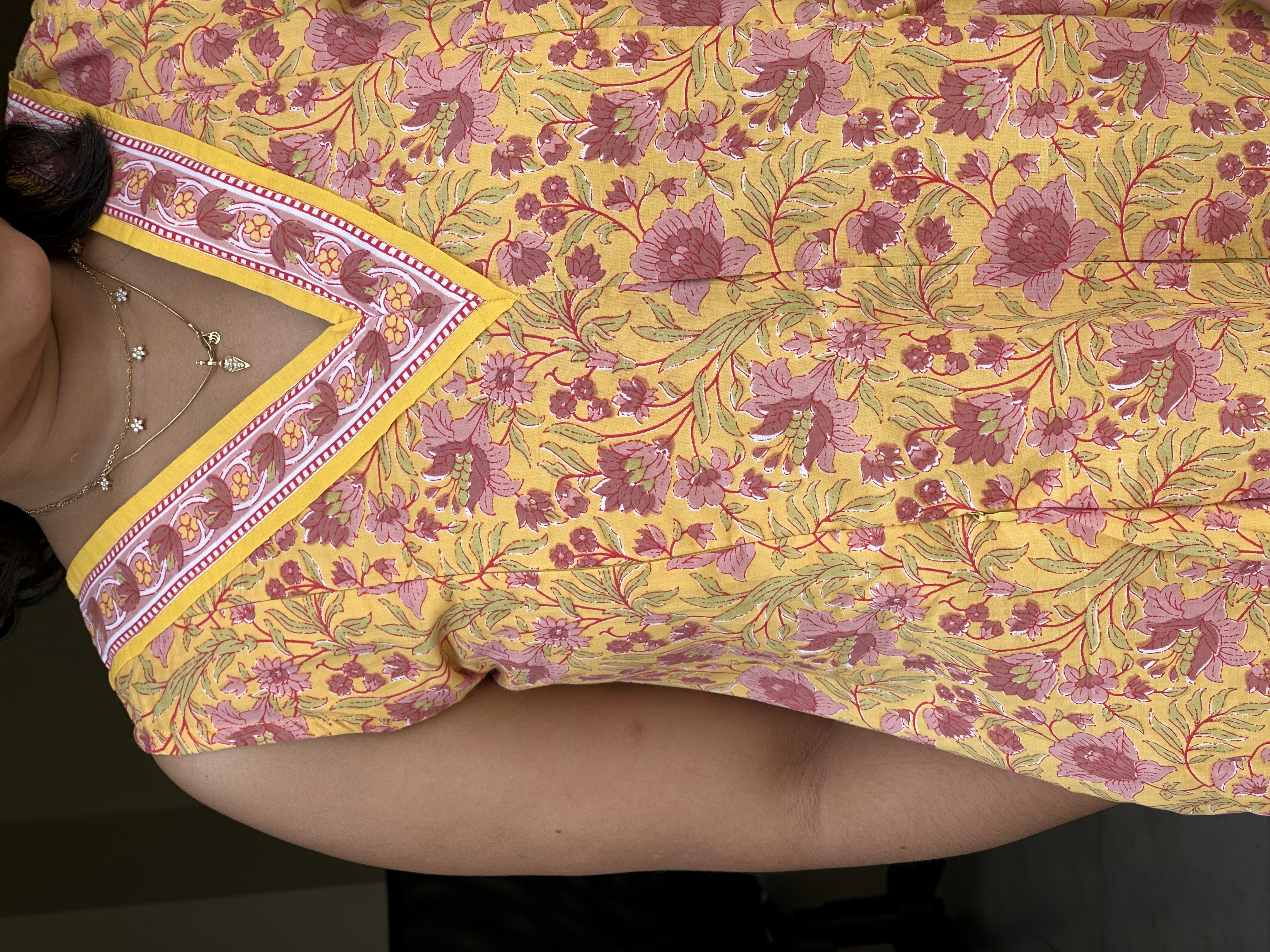 YELLOW PURE COTTON Floral Printed Kurti