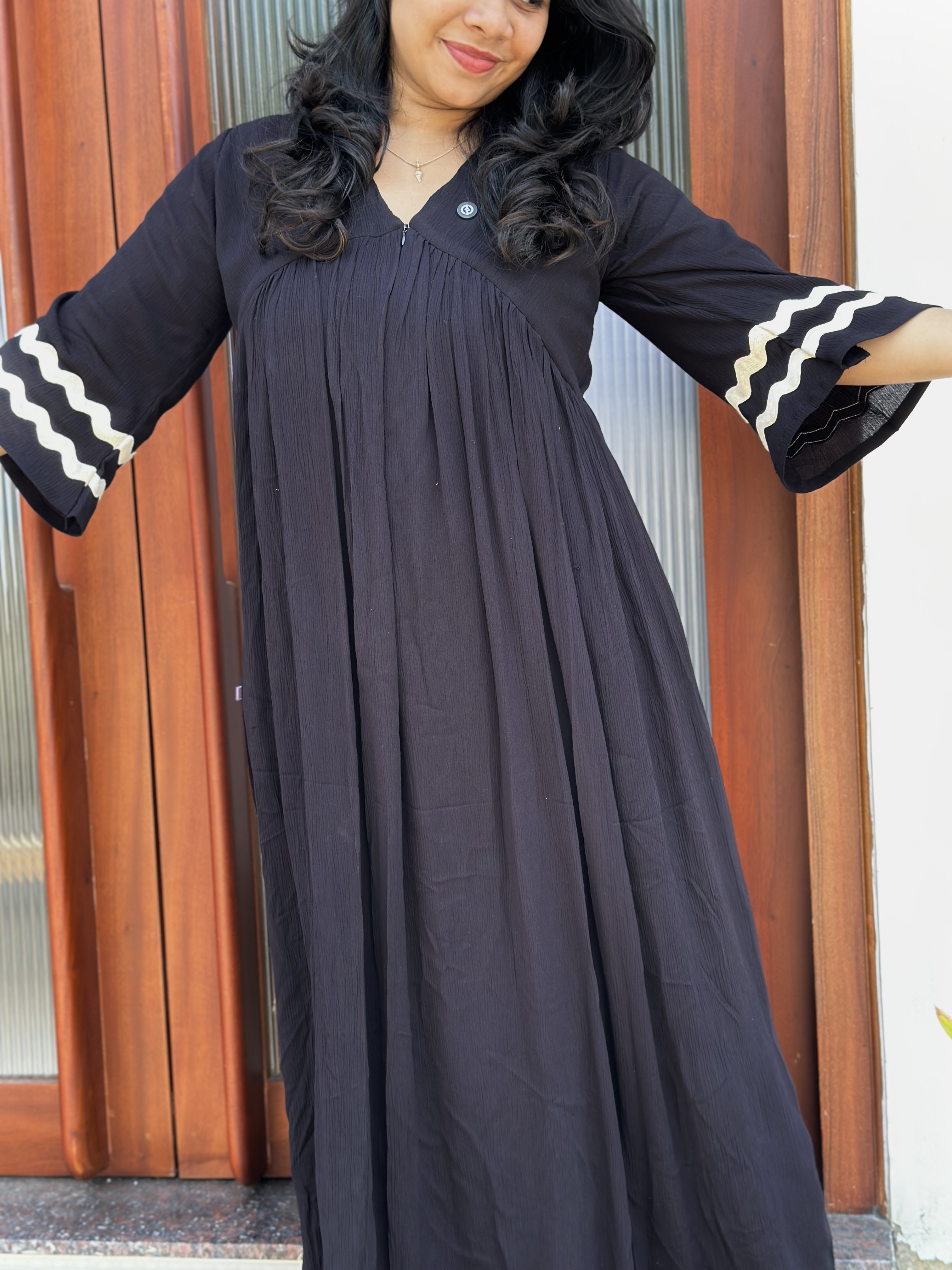 Black Flared feeding Maxi Dress