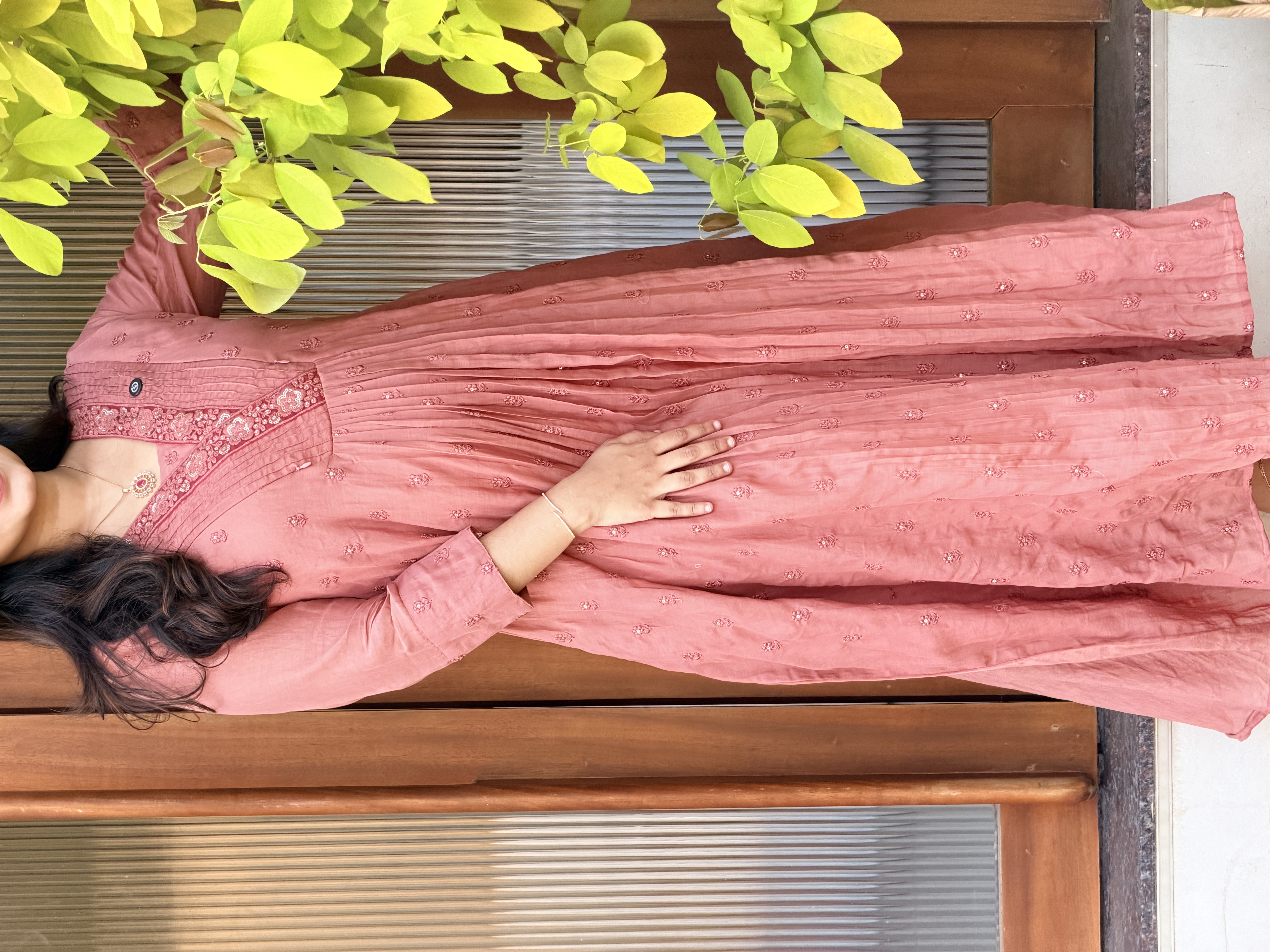 BRICK MAUVE SHADE CHANDERI FEEDING TOP