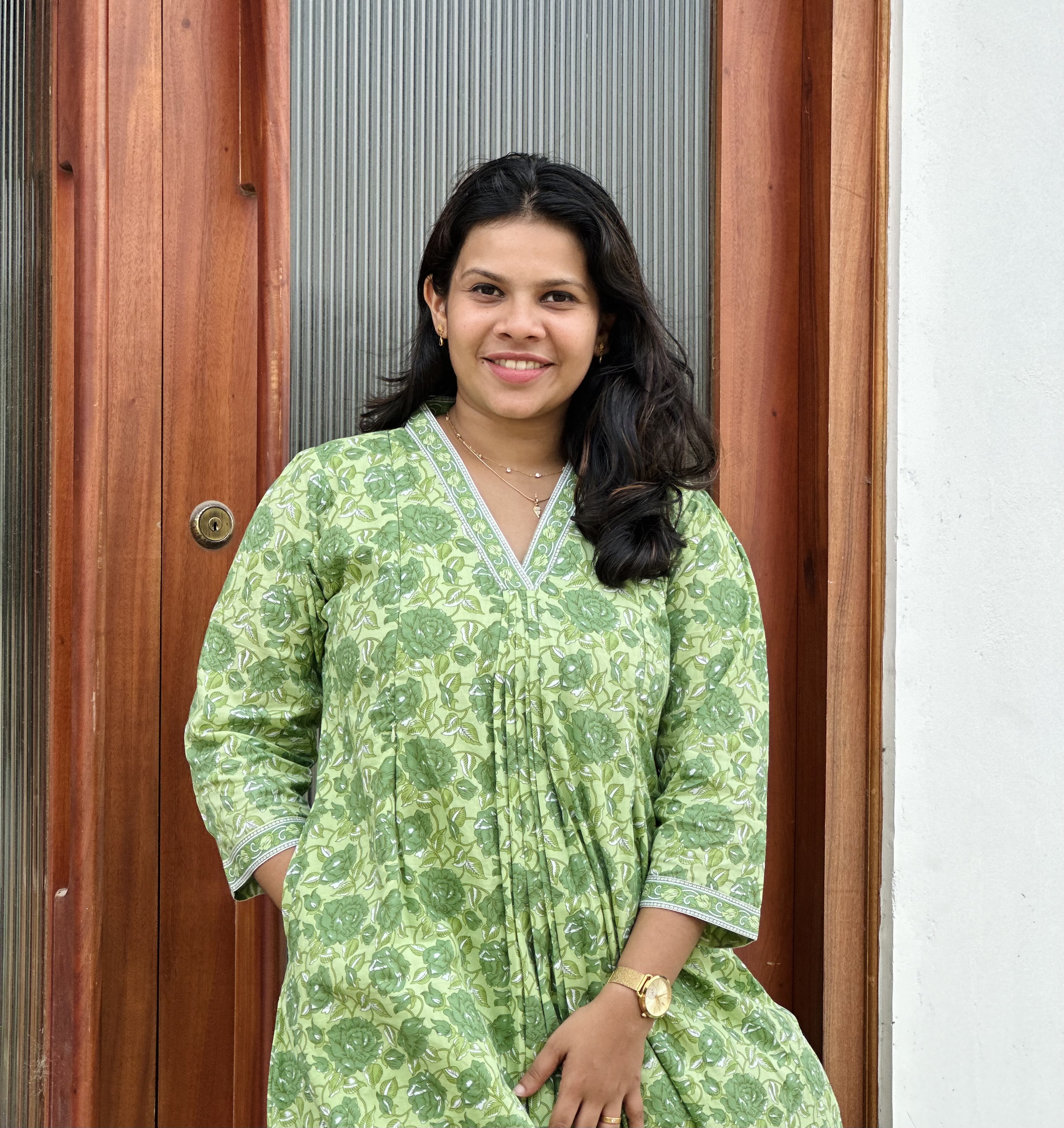 Green Floral Printed Kurta