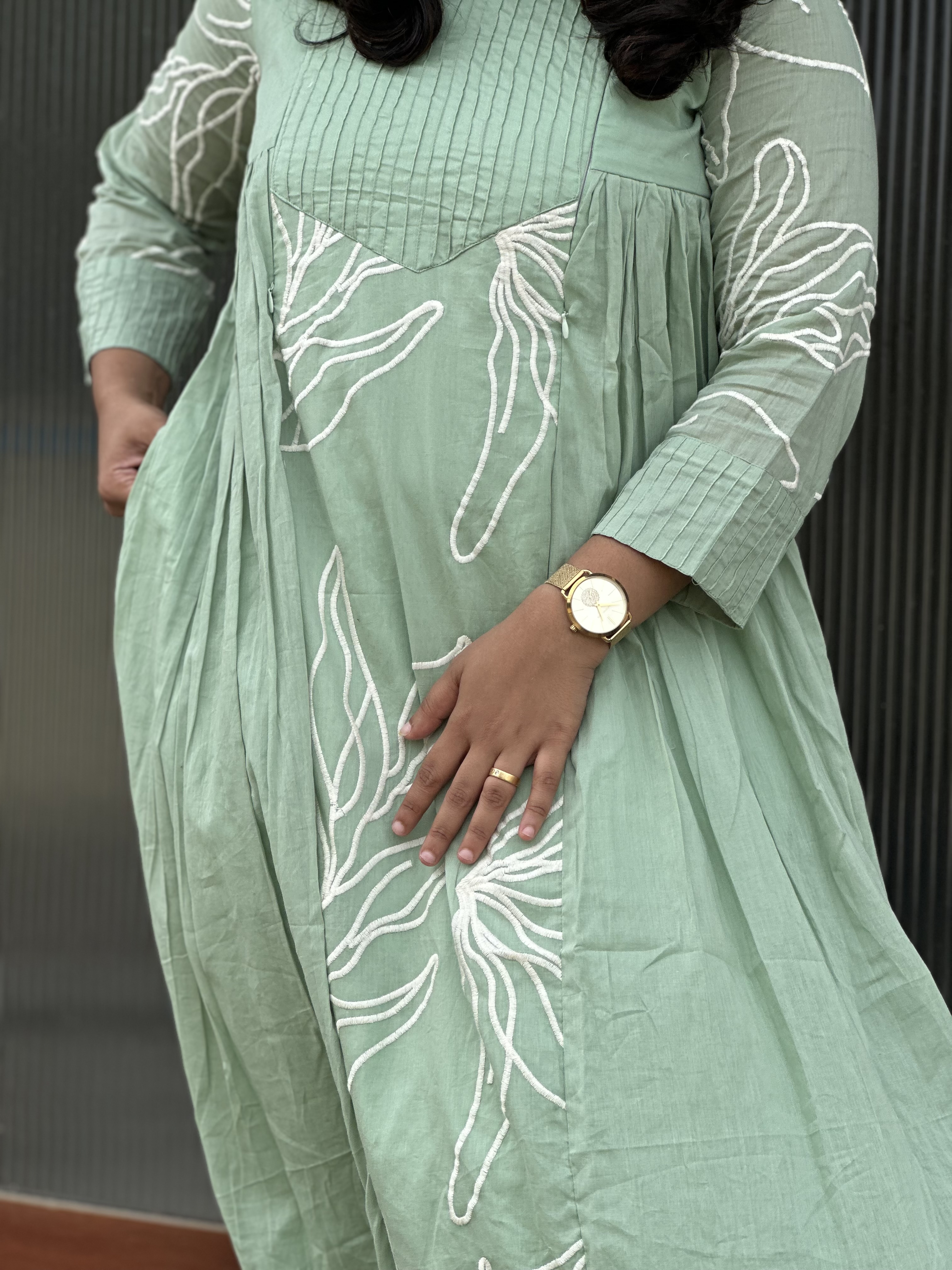 Light Green feeding Embroidered Kurta