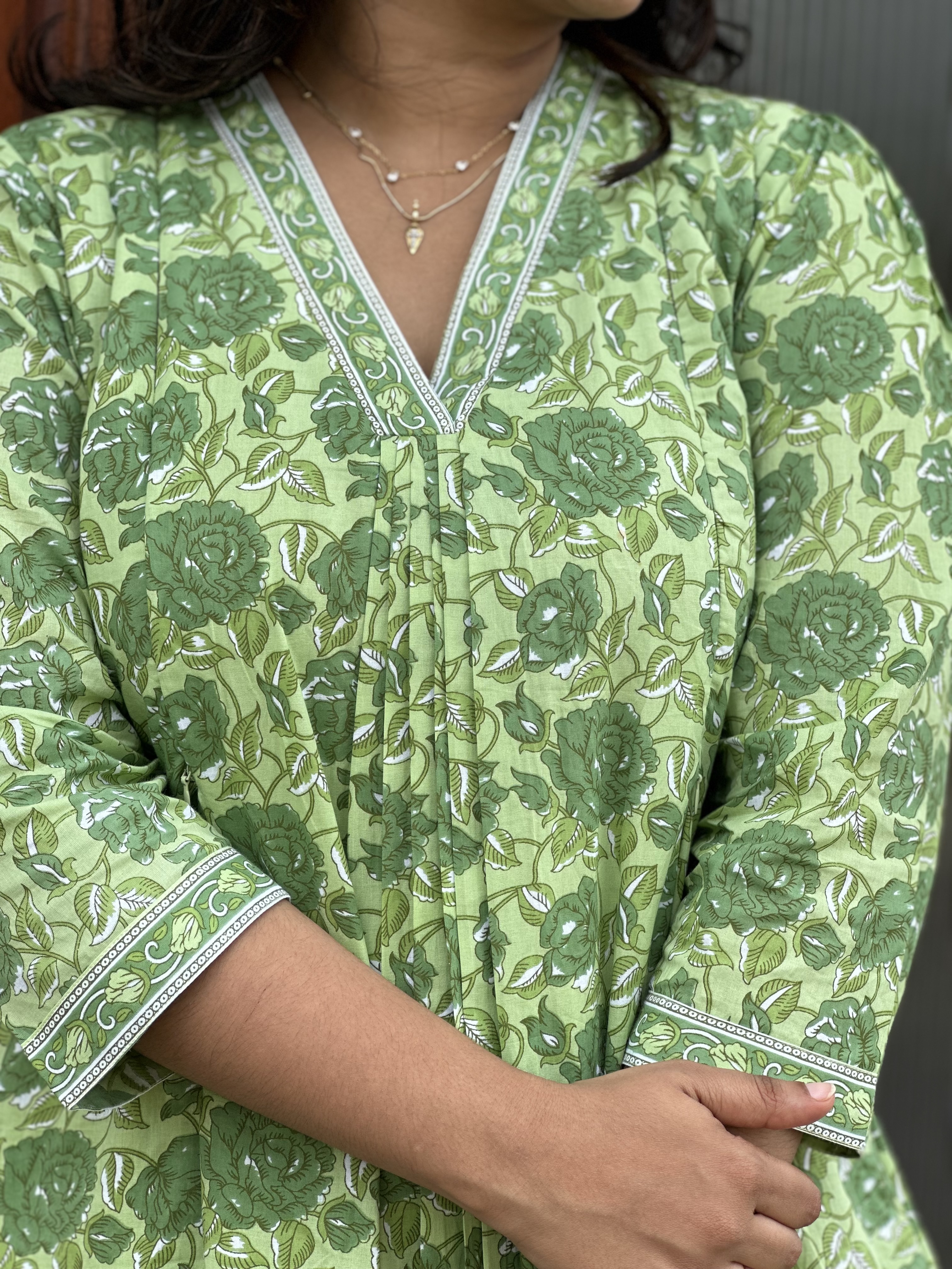 Green Floral Printed Kurta
