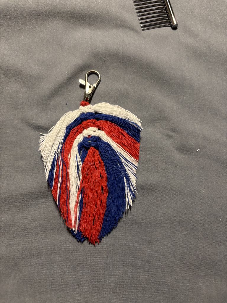 Handmade Red, White, and Blue Keychain