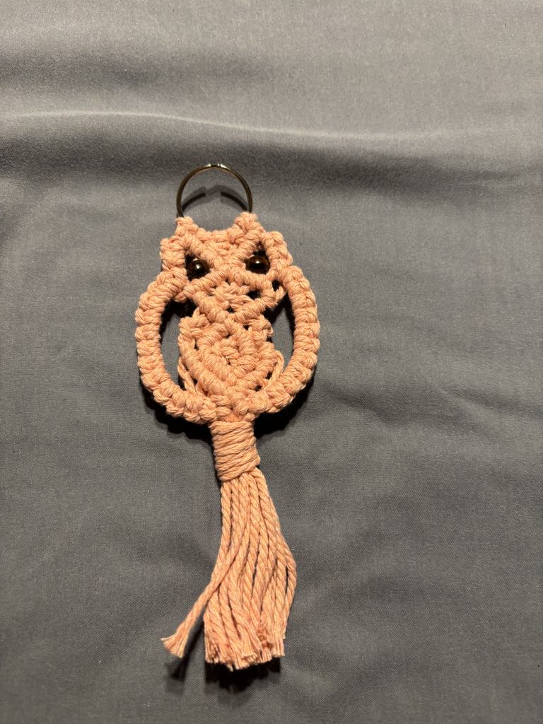 Handmade Macrame Owl Keychain