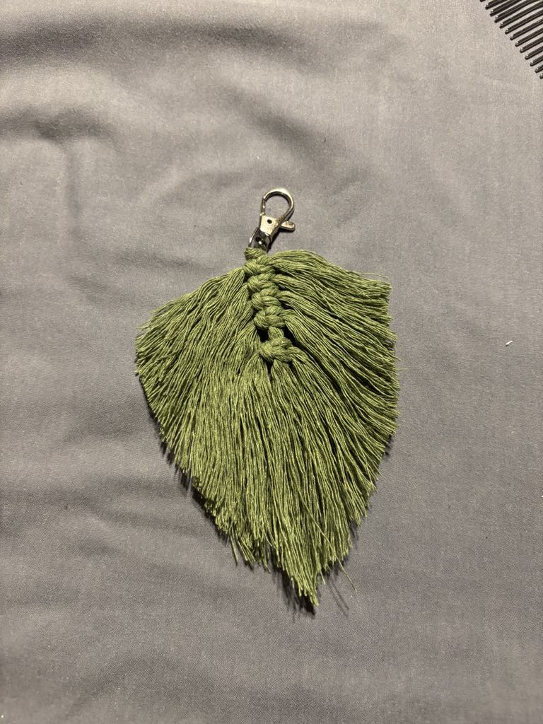 Handmade Macramé Leaf Keychain