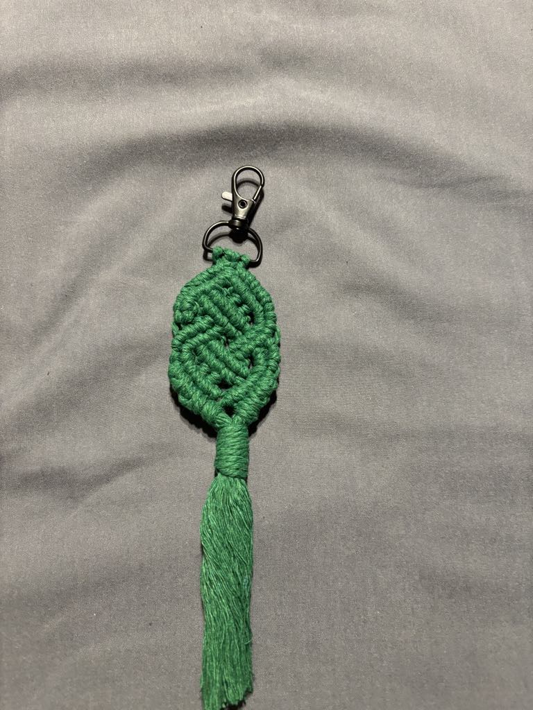 Handmade Green Macramé Keychain