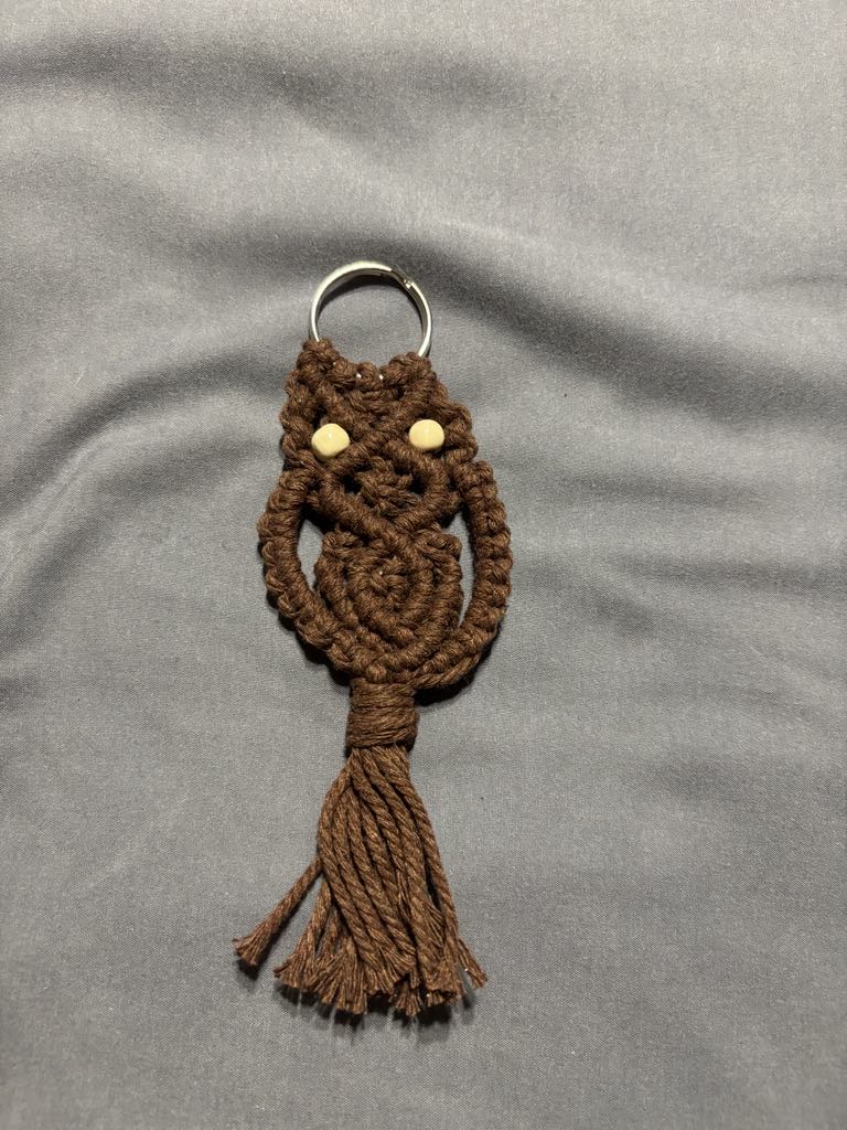 Handmade Macrame Owl Keychain
