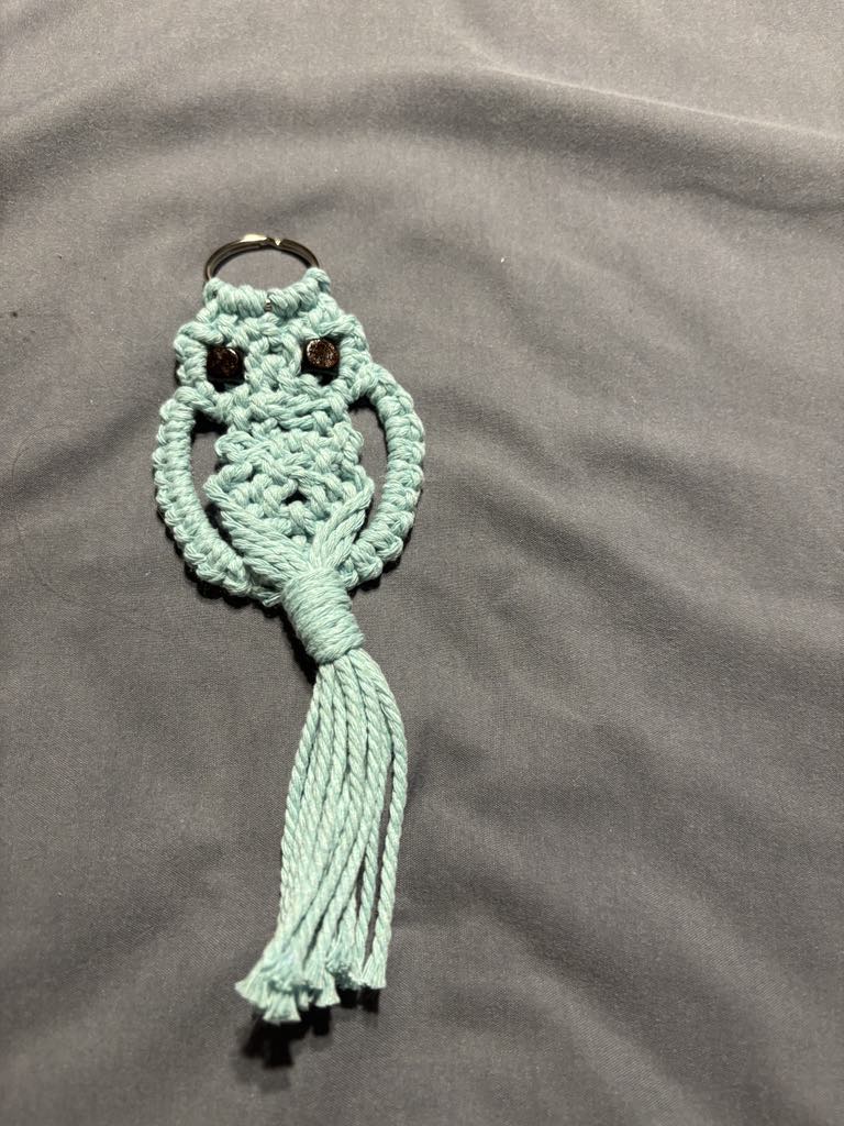 Handmade Macrame Owl Keychain