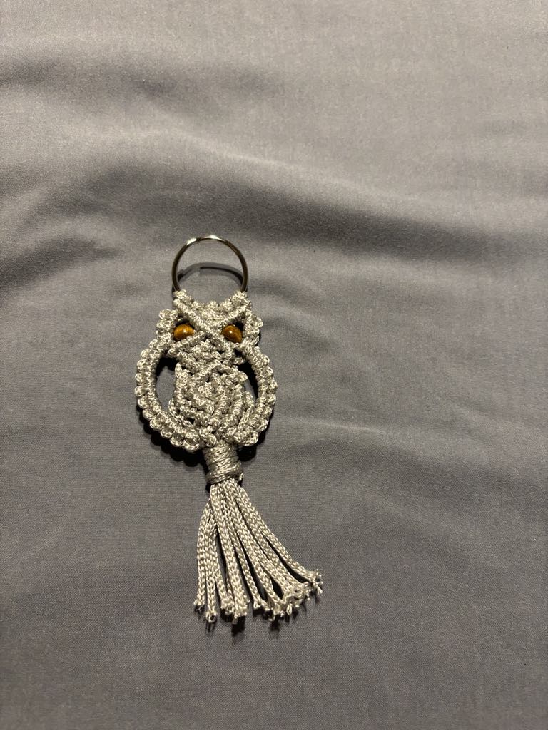 Handmade Macrame Owl Keychain