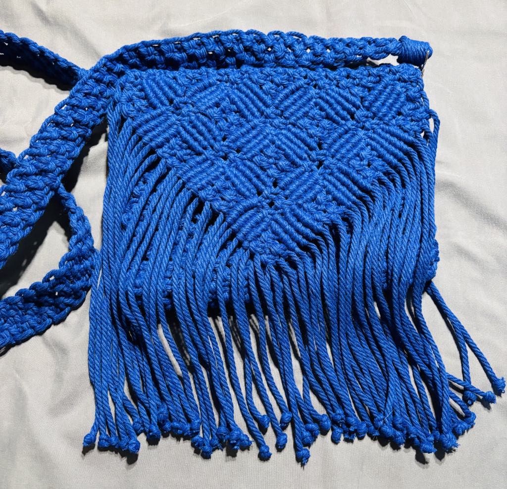 Handcrafted Blue Macrame Bag