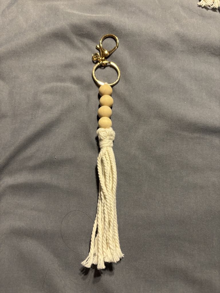 Wood Bead Tassel Keychain