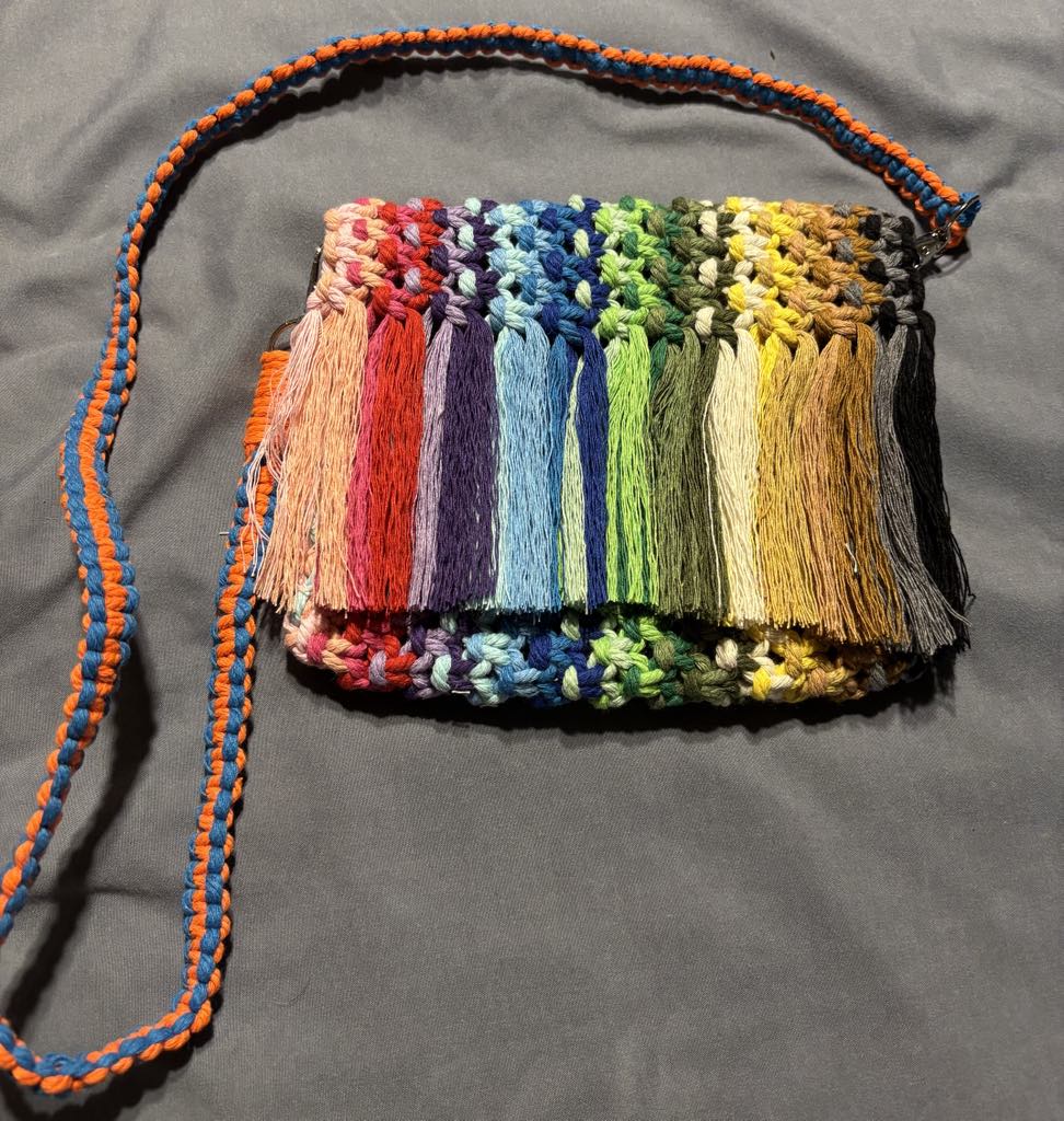 Handmade Rainbow Fringe Bag