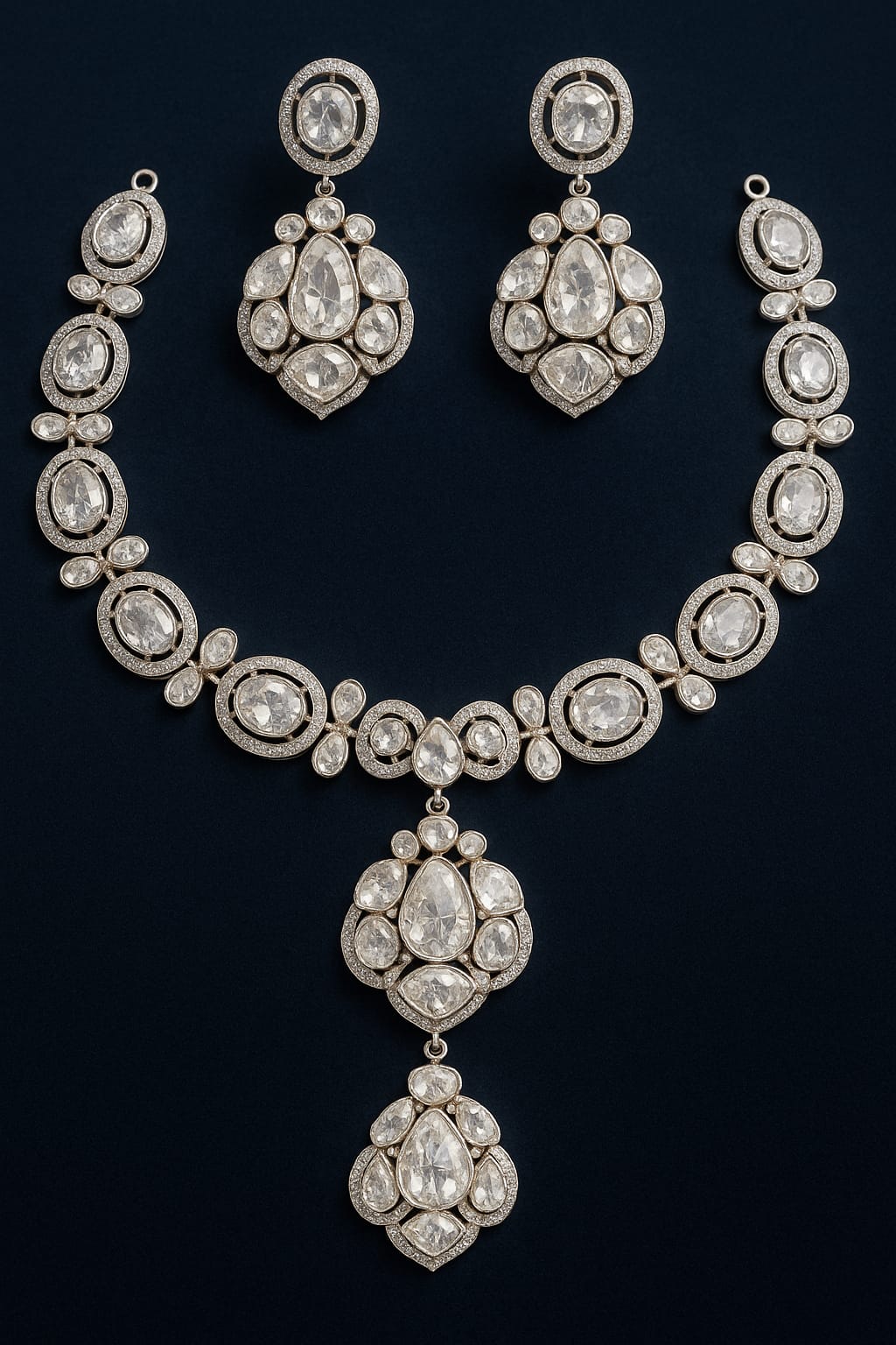 Elegant Diamond Necklace and Earring Set