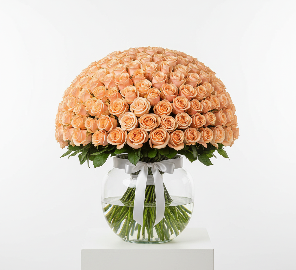1000 Peach Rose Bouquet