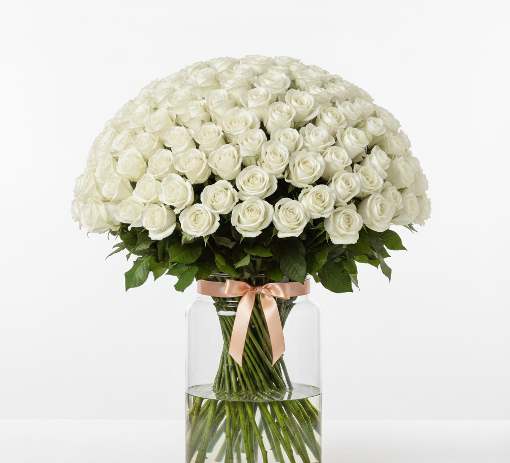 500 White Roses Bouquet