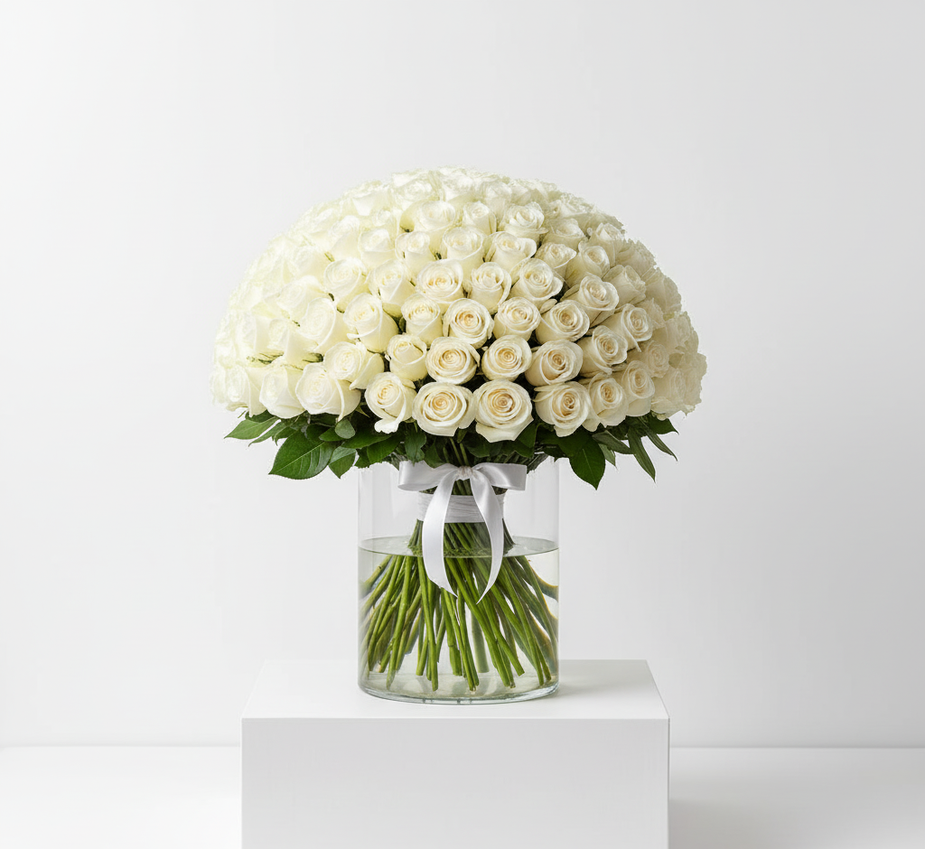 1000 Luxury White Roses Bouquet