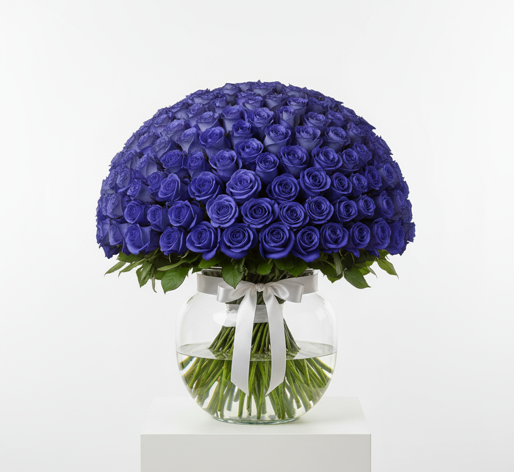 1000 Luxury Blue Roses Arrangement