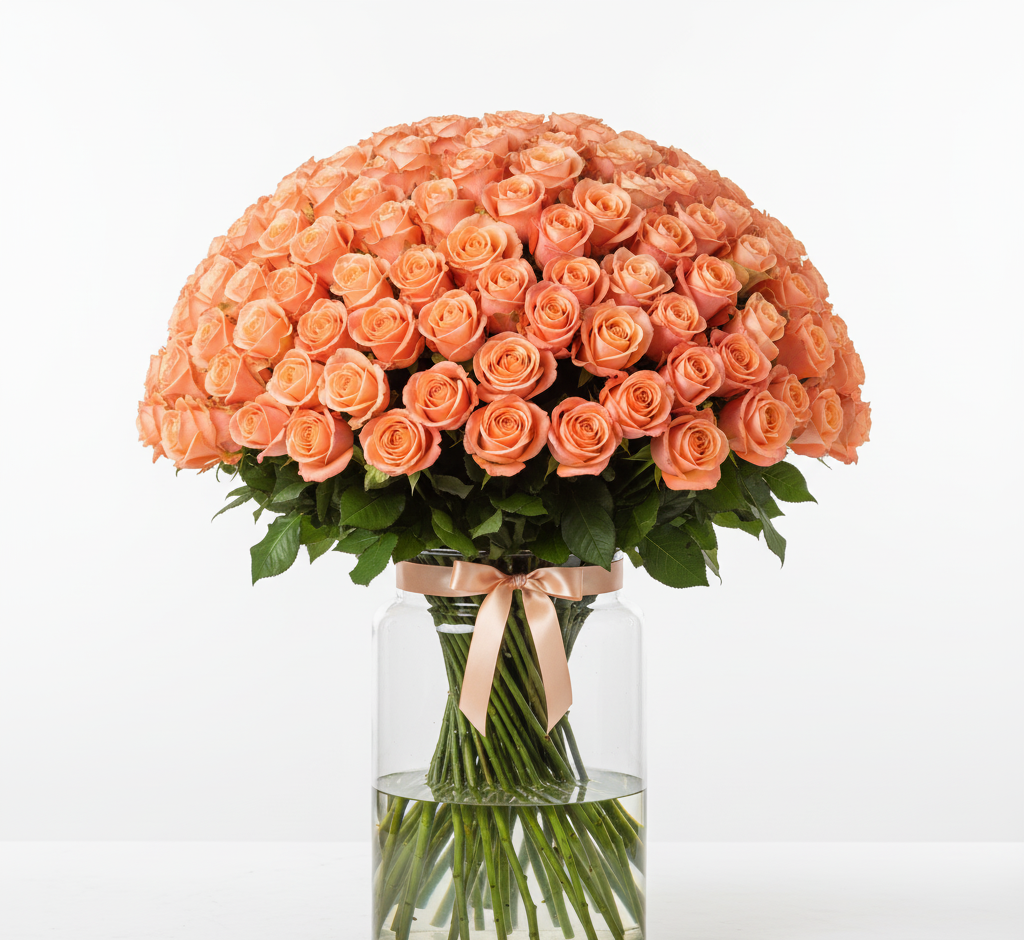 500 Peach Rose Bouquet