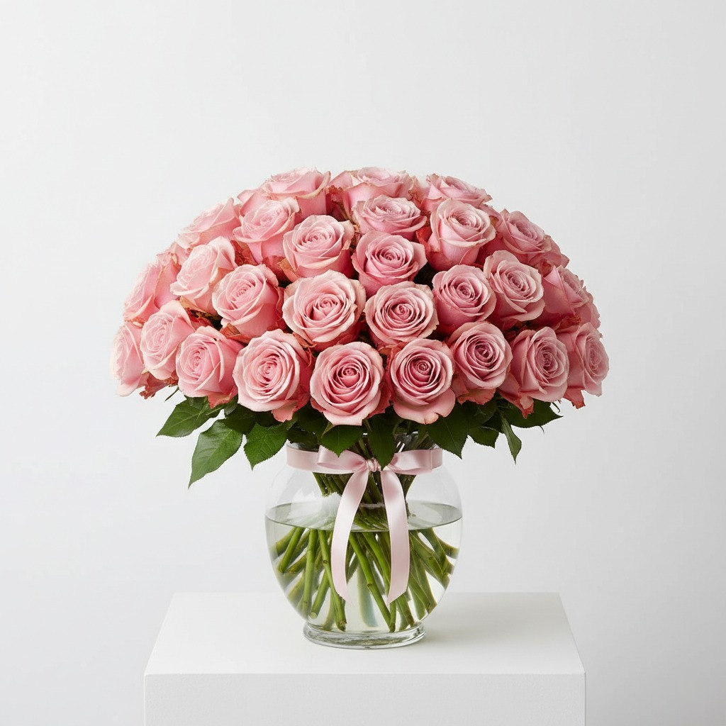 50 pink roses bouquet