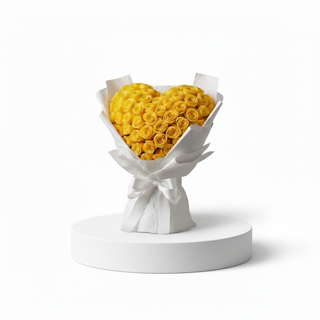 Heart-shaped 365 Yellow Roses Bouquet