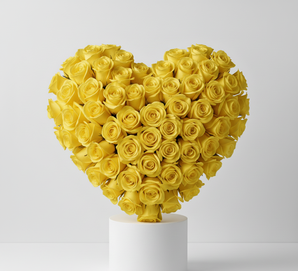 Heart-Shaped 365 Yellow Roses Bouquet