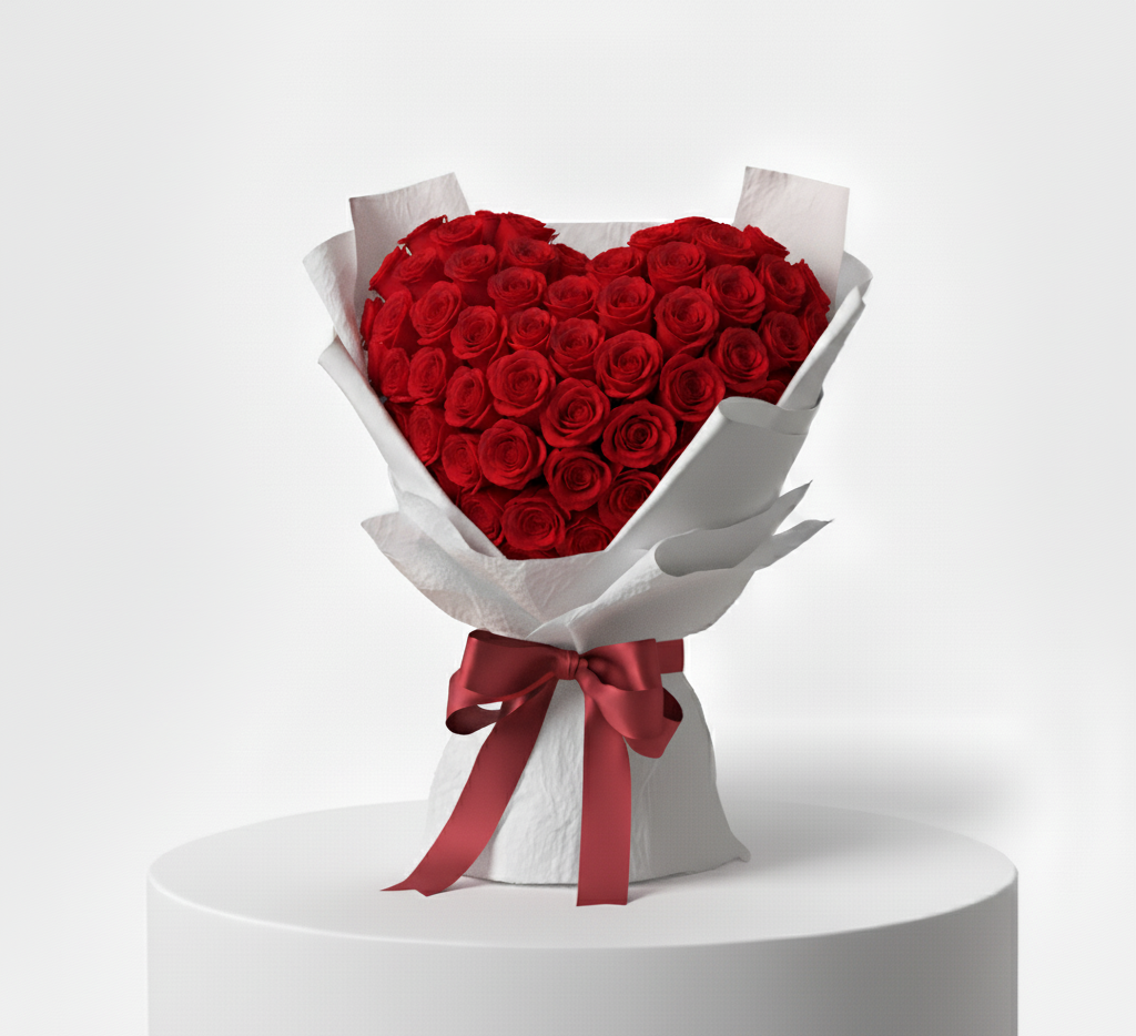 Heart-Shaped 365 Red Roses Bouquet