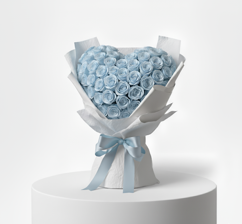 Heart-shaped 365 Blue Roses Bouquet