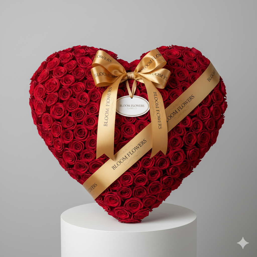 Heart-shaped Red Rose Floral Arrangement