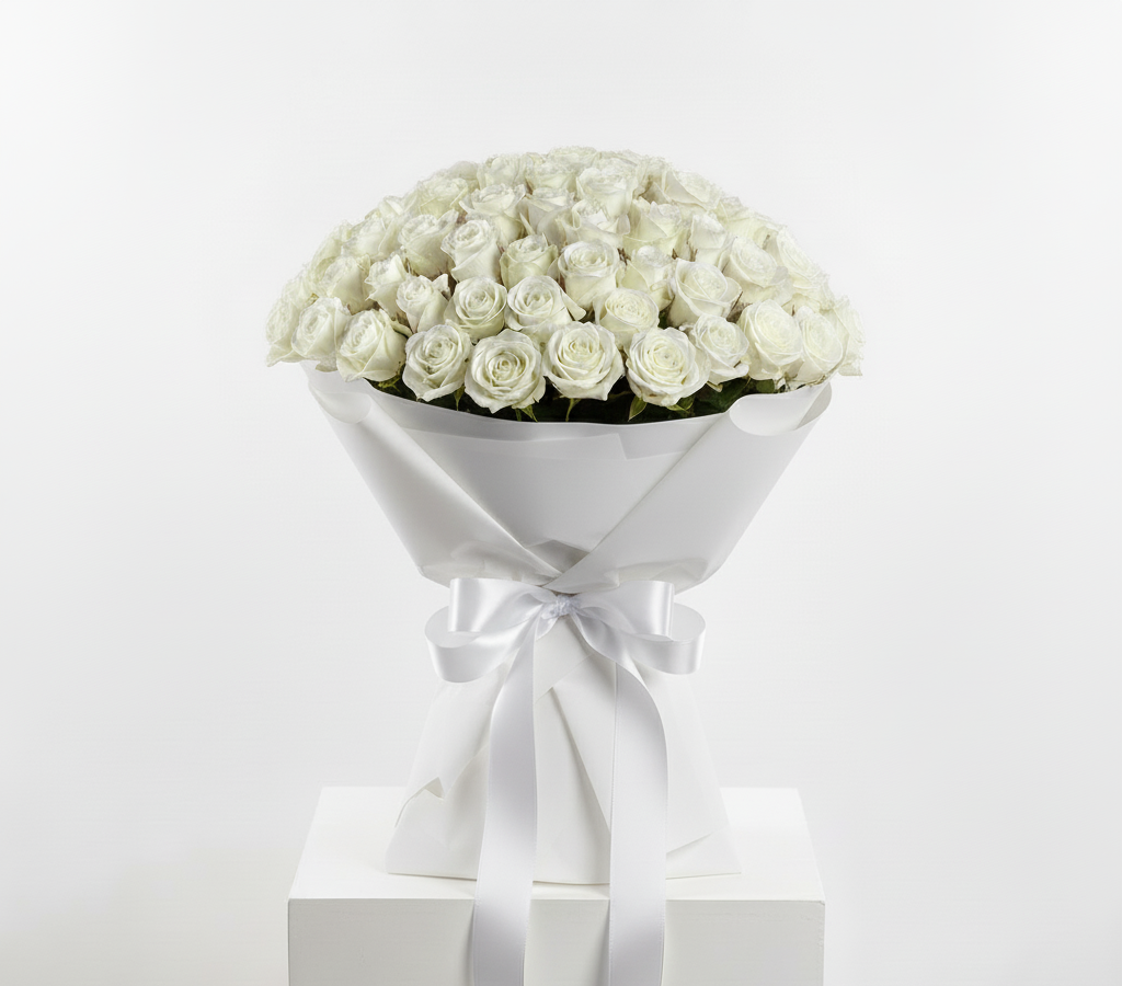 150 White Roses Bouquet
